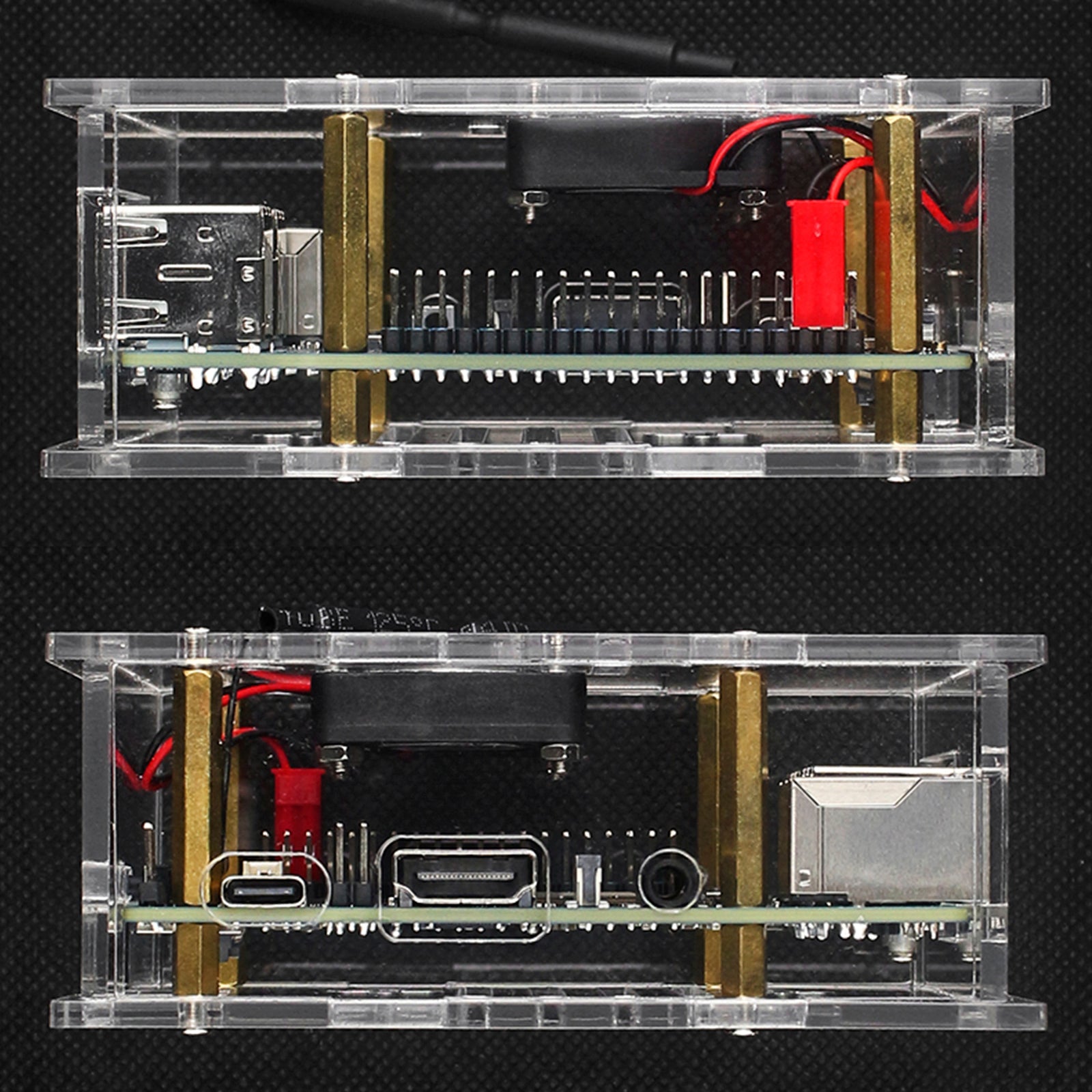 Orange Pi 4A Transparent Protective Box Orange Pi 4A Acrylic Case w Cooling Fan
