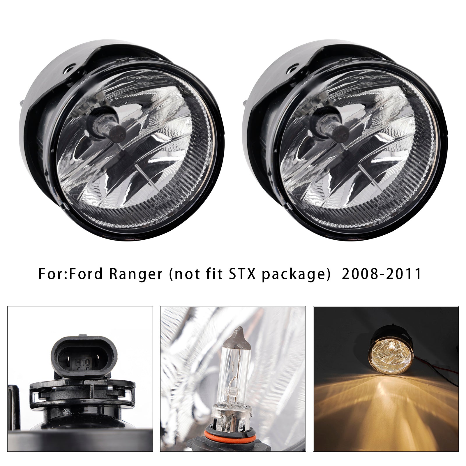 Pair Front Fog Light Lamps With Bulbs For Ford Expedition 2007-2014 Clear Lens