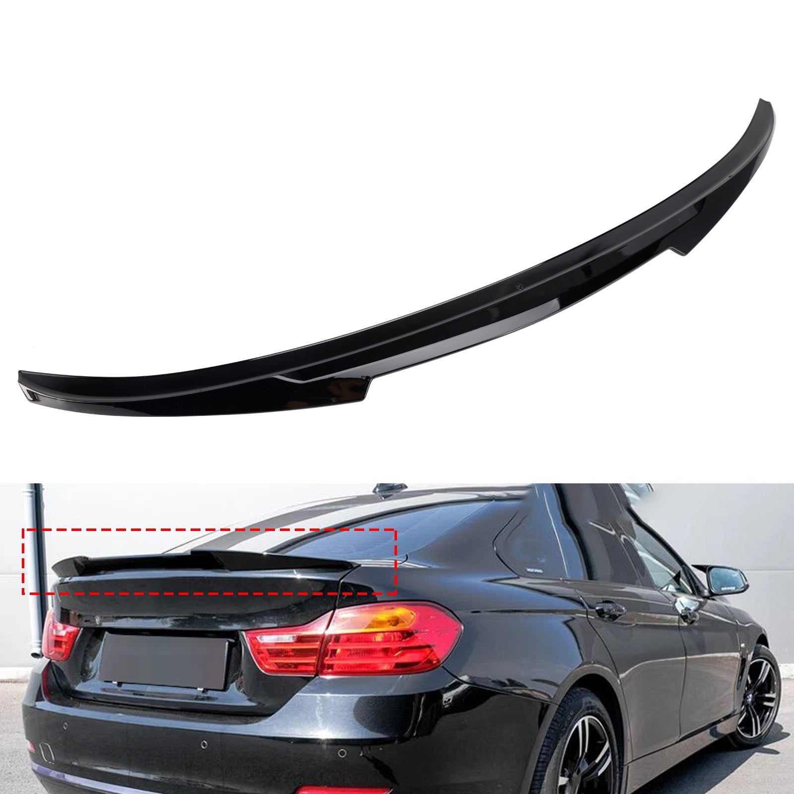 Gloss Black Rear Boot Spoiler For BMW 4 Series F36 14-20 4DR Coupe M4 Style