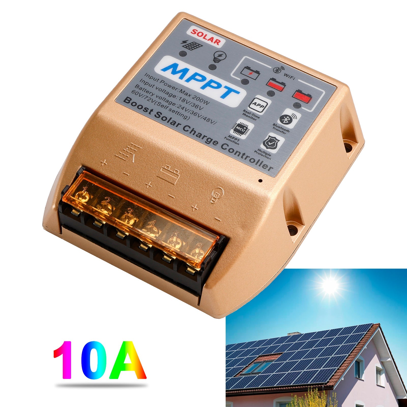 10A/20A/30A Boost MPPT Solar Controller 24V36V48V60V72V Mobile APP Smart Control