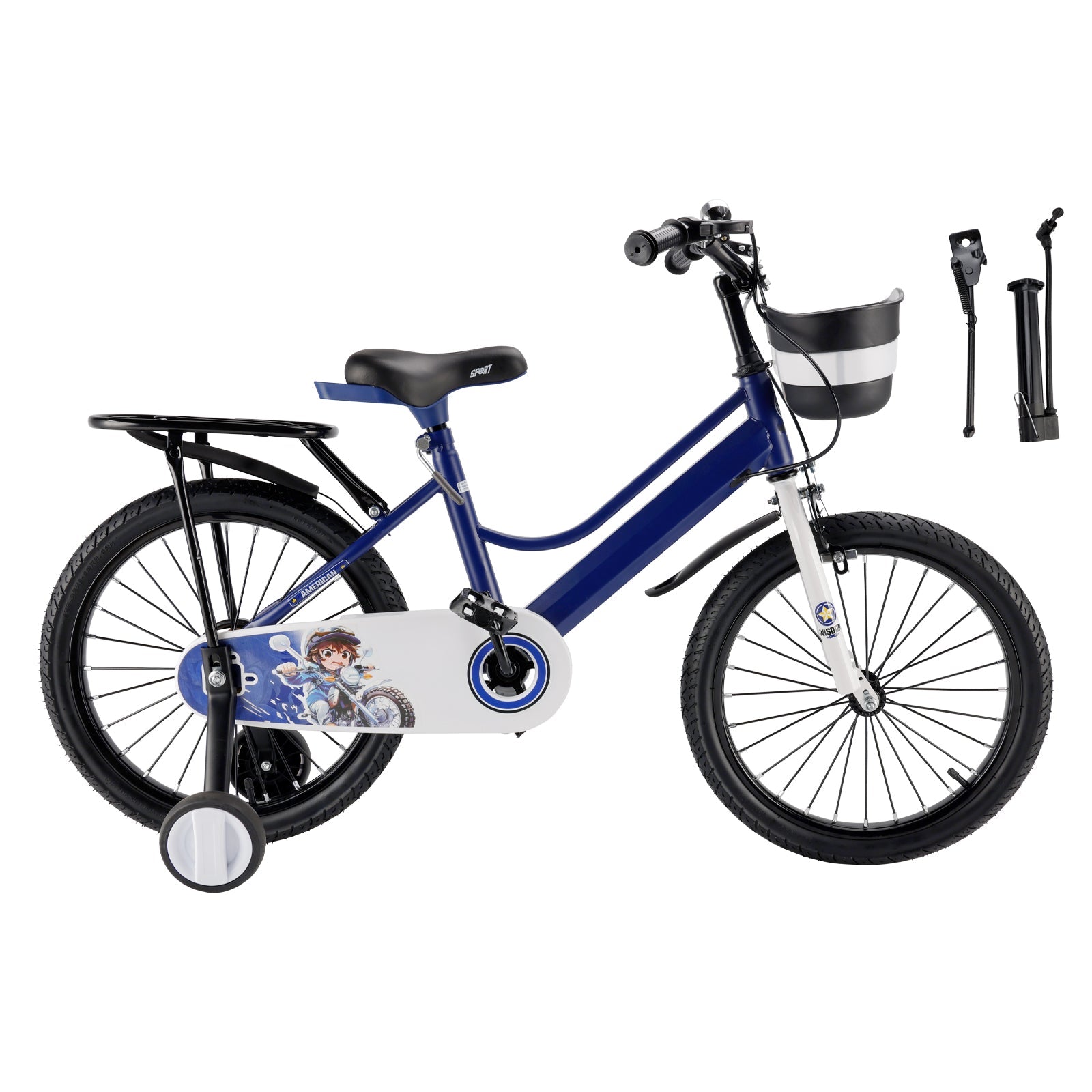 16"/18" Kids Bike for Boys and Girls with auxiliary wheels & Rack & Basket