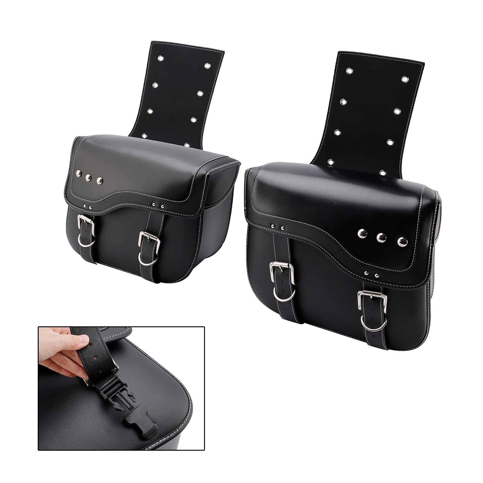 Universal Saddlebag Side Storage Tail Bag Pu Luggage Black 28L For Motorcycle