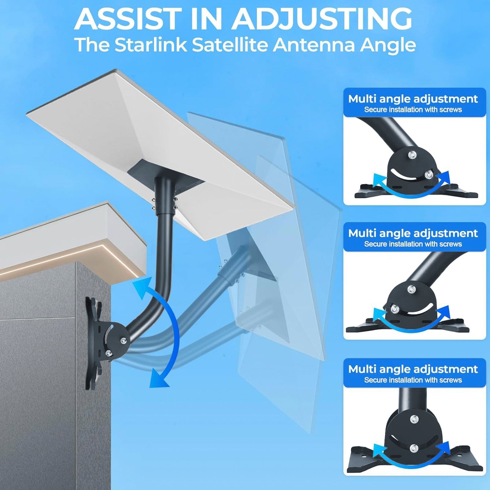Starlink Gen 3 Mount 360< Adjustable Mounting Kit V3 For Roof Exterior Wall
