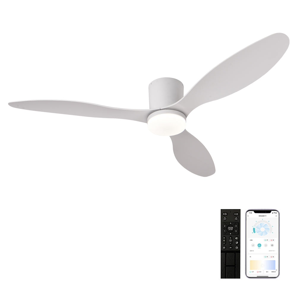 Flush Mount Dimmable LED for Bedroom Indoor/Outdoor Use Ceiling Fans with Lights DC Reversible Motor 52 Inch Low Profile Ceiling Fan with Remote/App Control