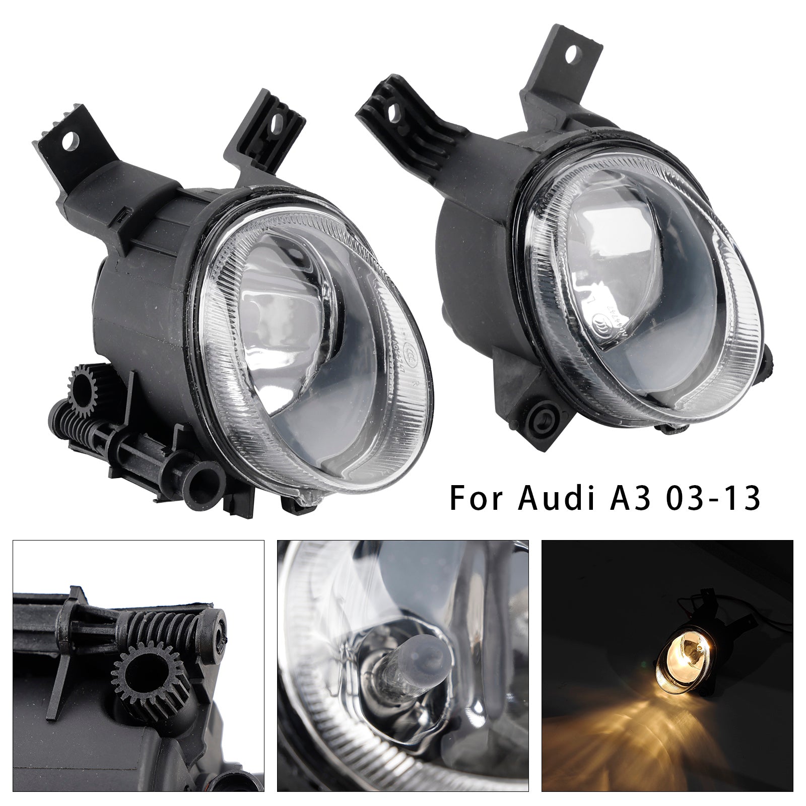 Pair Front Bumper Fog Light Lamps For Audi A3 2003-2013 A4 B7 2004-2008
