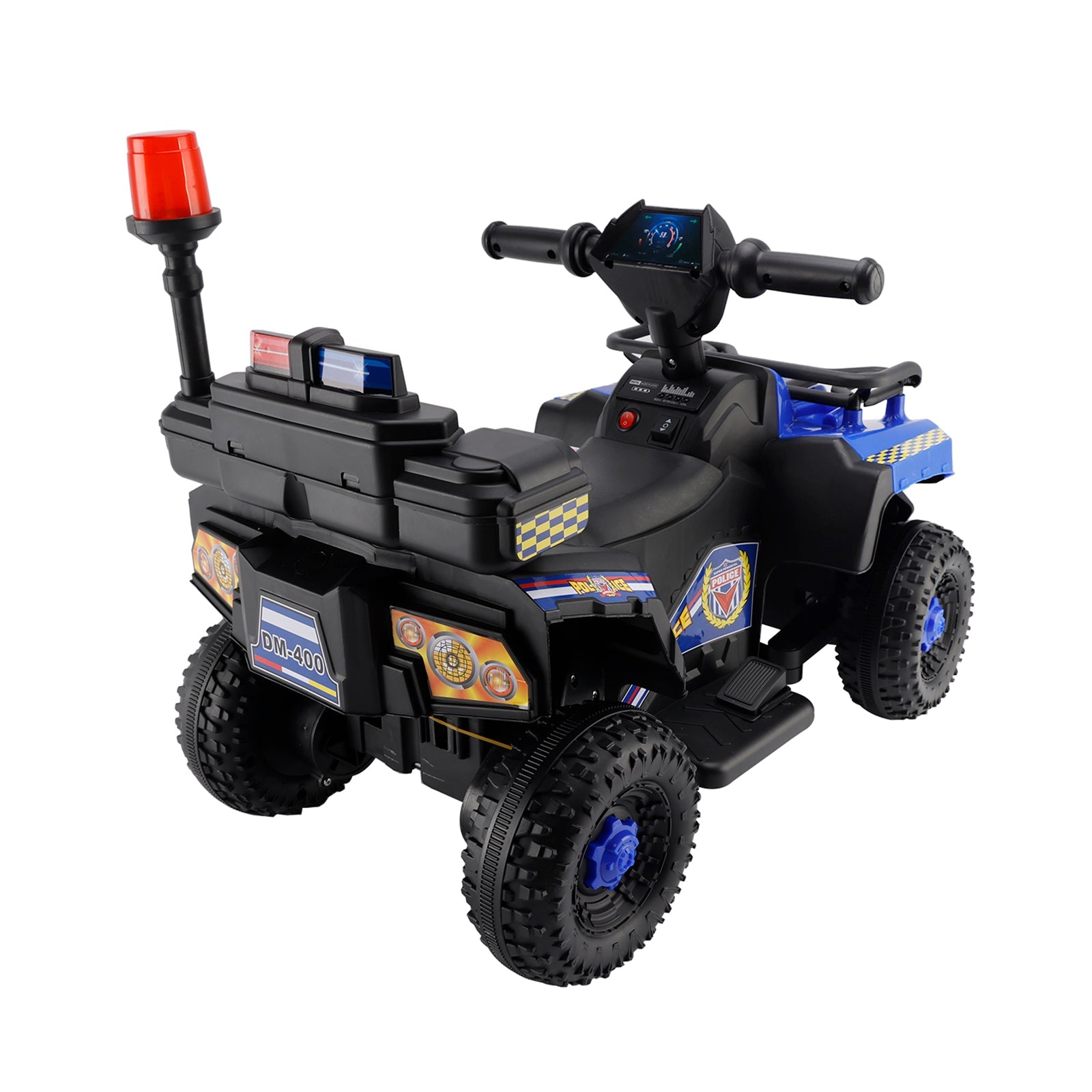 Dual Electric 6V Ride On Atv Police Car For Kid Toy Off-Road 4 Wheeler Car
