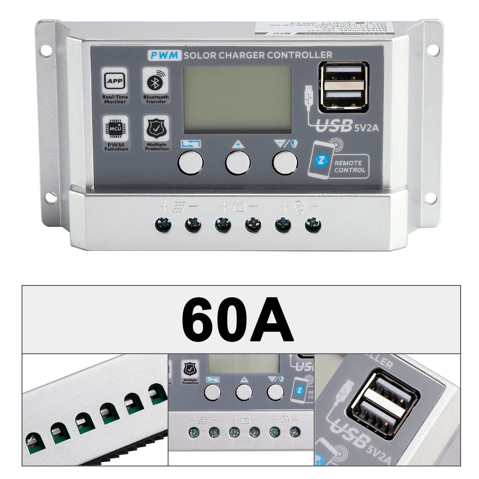 10A-60A PWM Solar Controller Mobile APP Intelligent Control Solar Controller