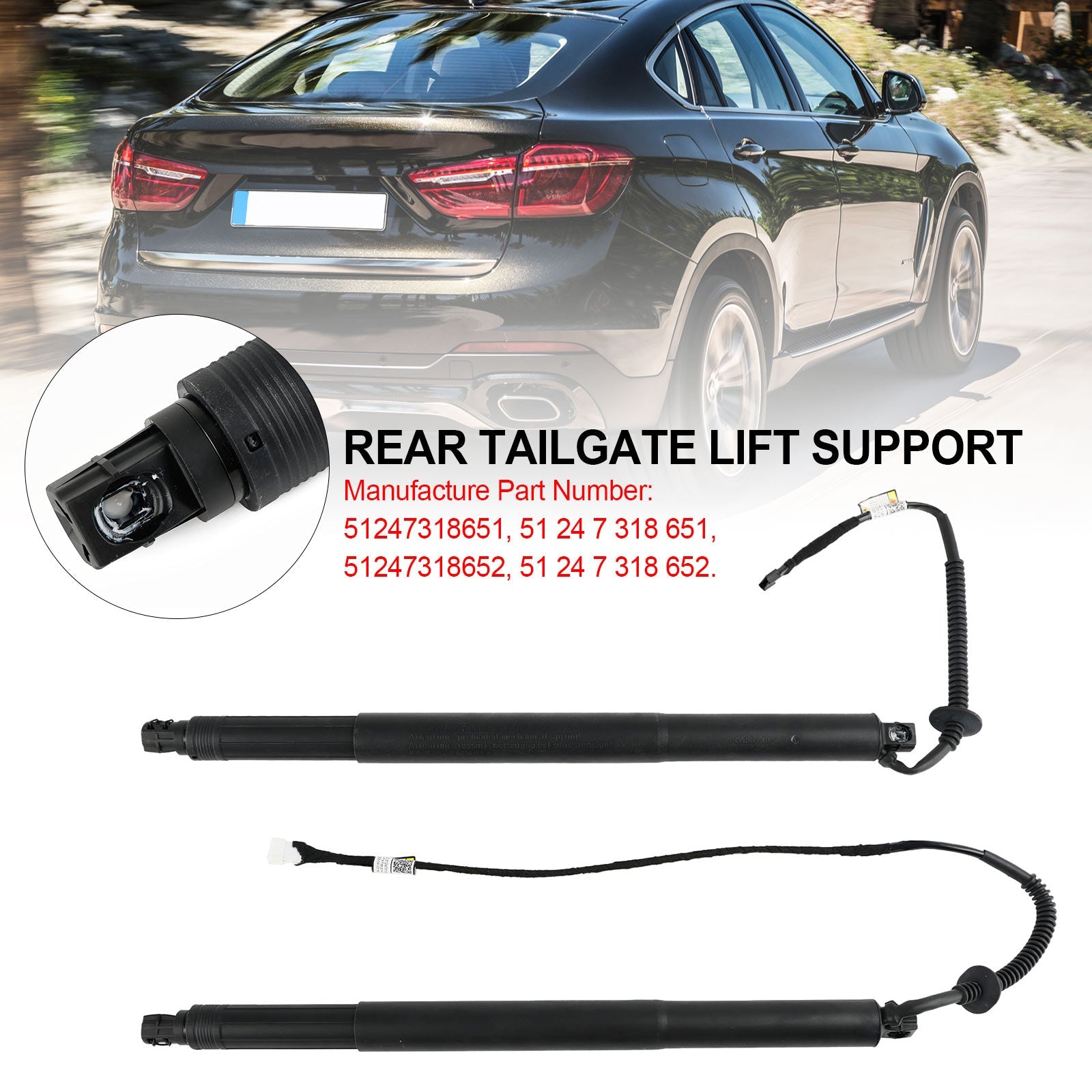 2014-2019 BMW X6 F16 F86 SUV M 4395ccm 575HP 423KW (Petrol) 2PCS Tailgate Power Lift Support 51247318651