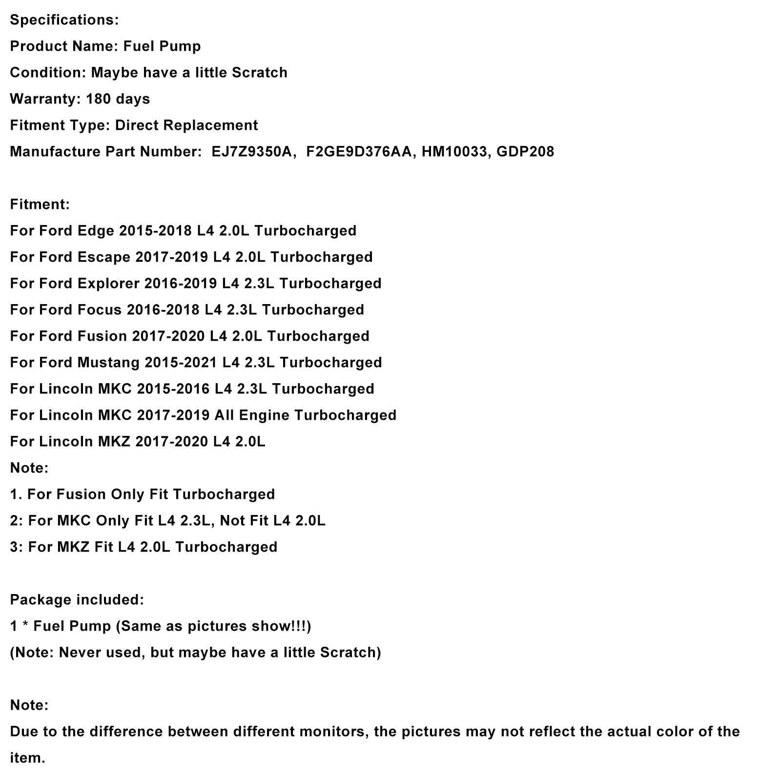 High Pressure Fuel Pump Fit Ford Mustang Escape Explorer Edge Fusion
