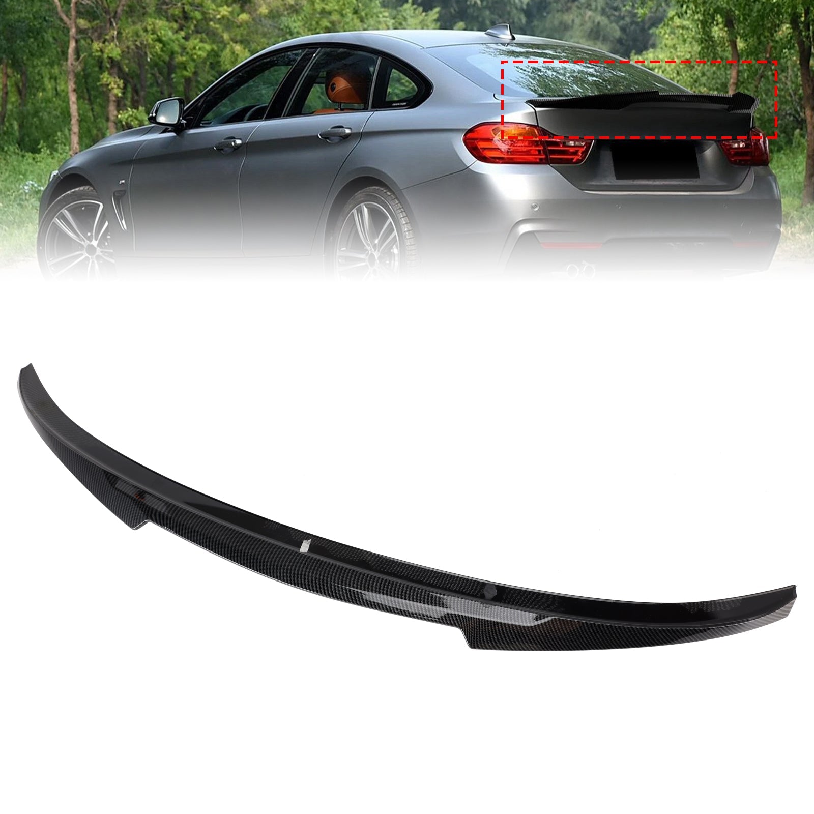 Carbon Fiber Look Rear Boot Spoiler For BMW 4 Series F36 4DR Coupe M4 Style