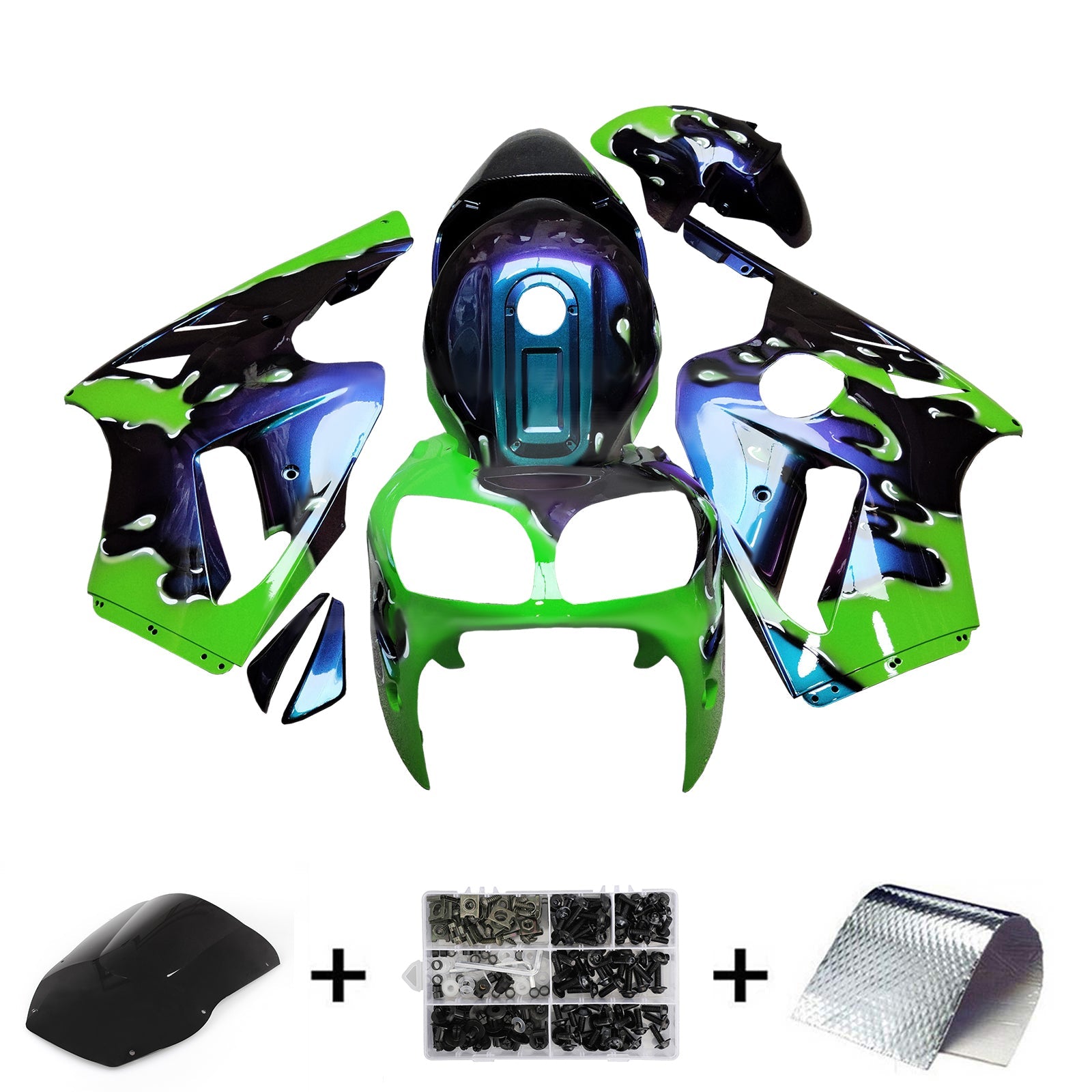 Injection Fairing Kit Bodywork Plastic ABS fit For Kawasaki ZX12R 2000-2001