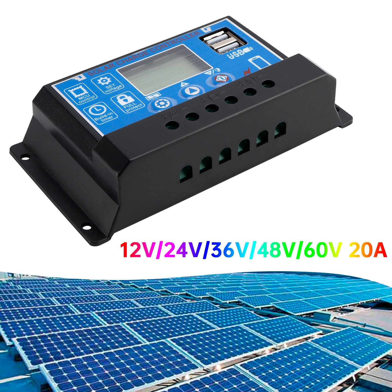 12V-60V PWM Solar Controller Display Current Solar Street Light Control 0V Start