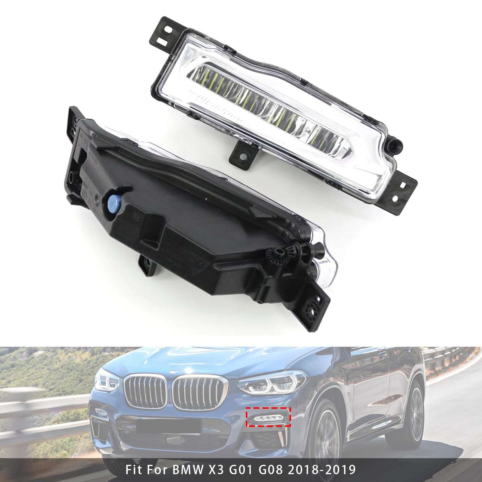 2018-2019 BMW X3 G01 G08 X4 G02 Pair LED Front Bumper Fog Lights 63177412528