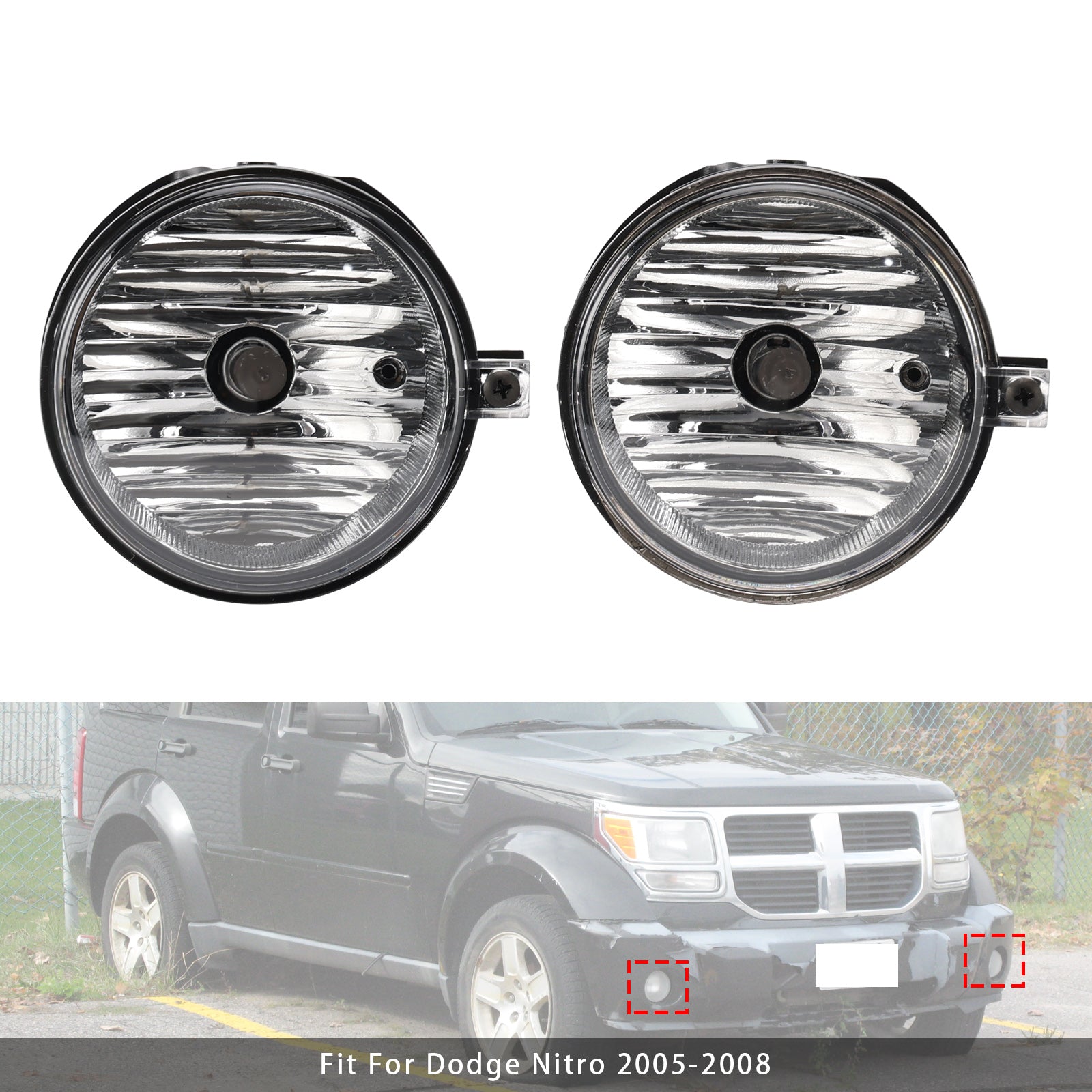 Pair Fog Lights For Dodge Chrysler Caliber Jeep Compass 4805857AA