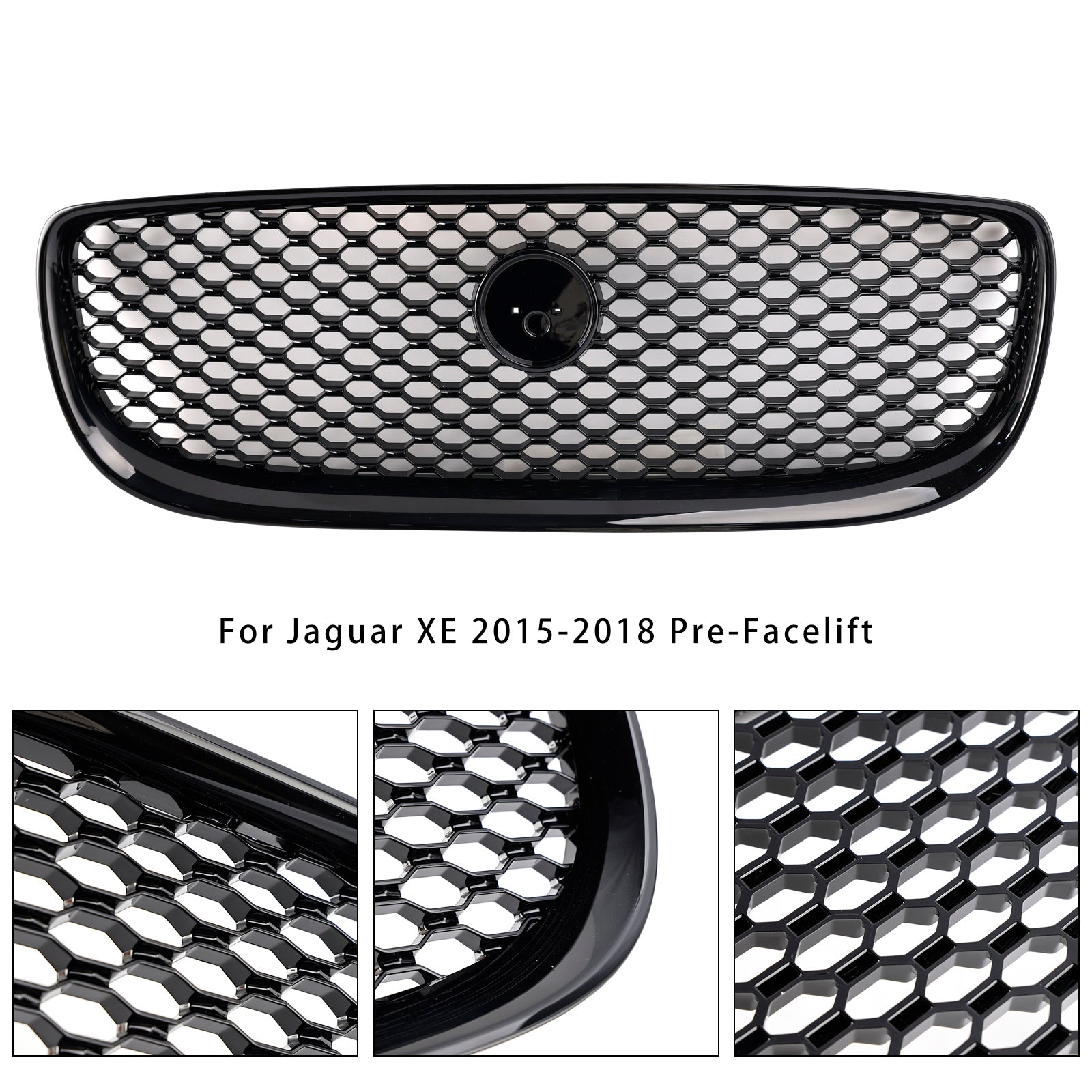 Gloss Black Honeycomb Front Bumper Grille Grill Fit Jaguar XE 2015-2018