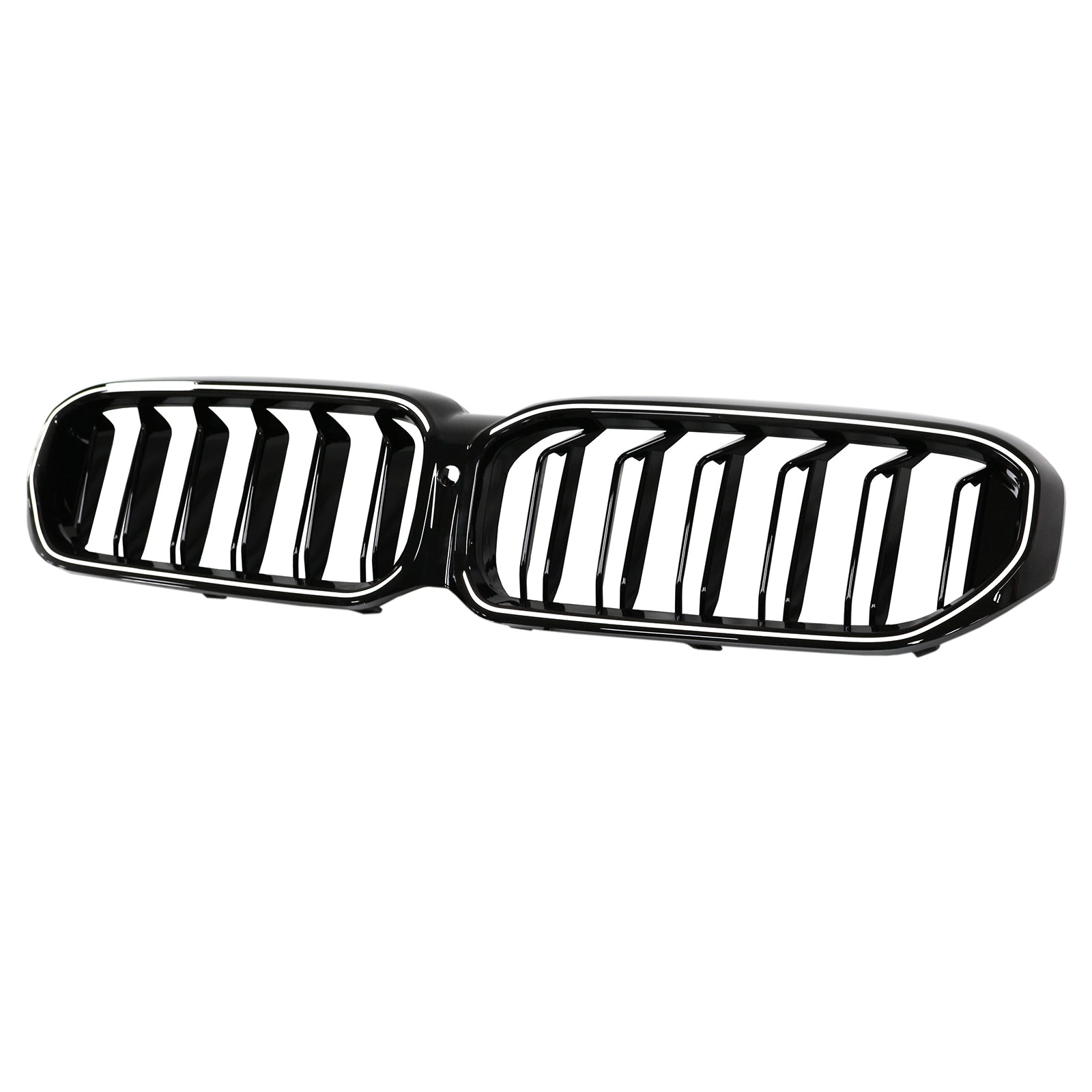 Double Slat Front Kidney Grille Fit BMW 5 Series G30 G38 2021-2024 Gloss Black