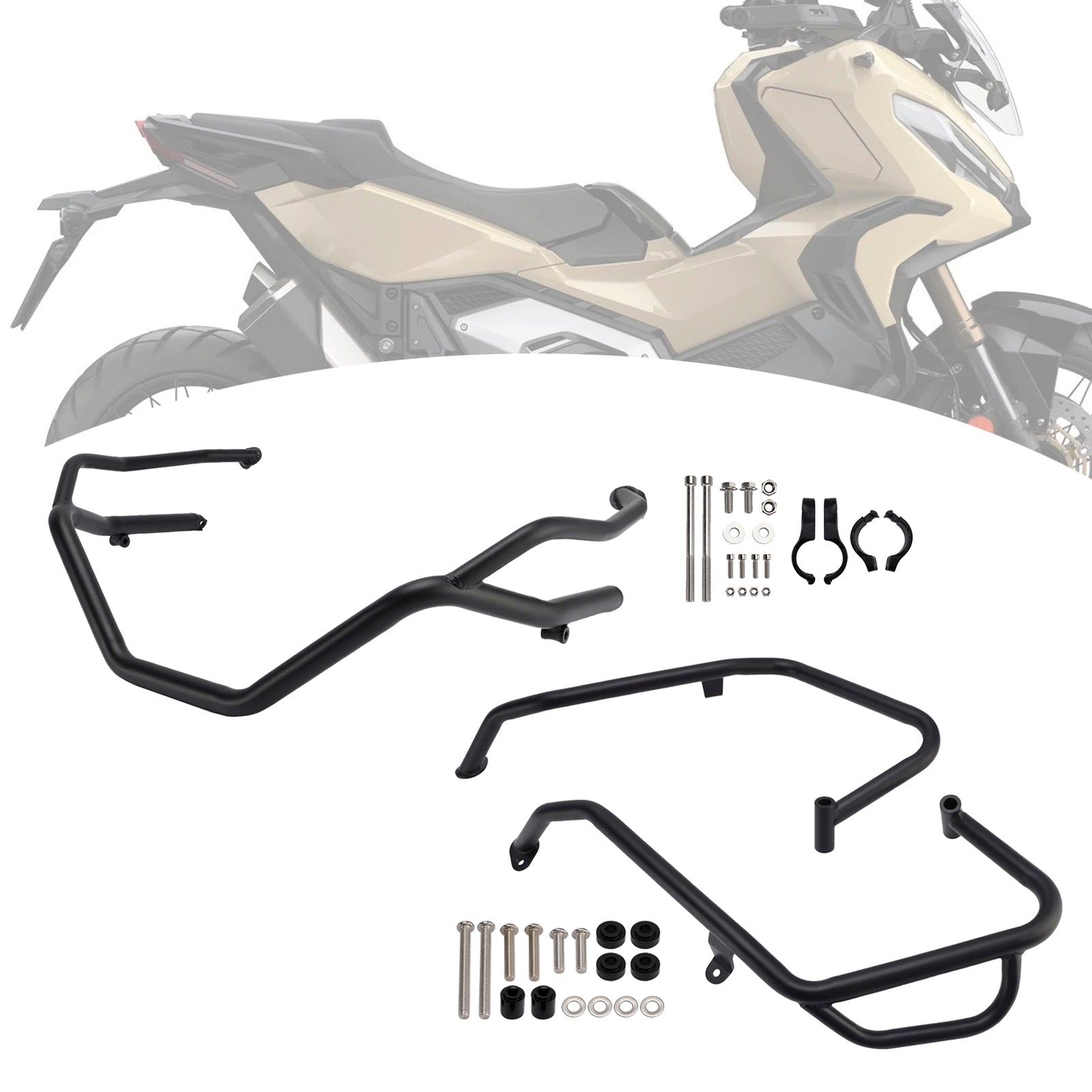 2025+ Honda X-Adv 750 Upper + Lower Engine Guard Frame Crash Bar Kit Black