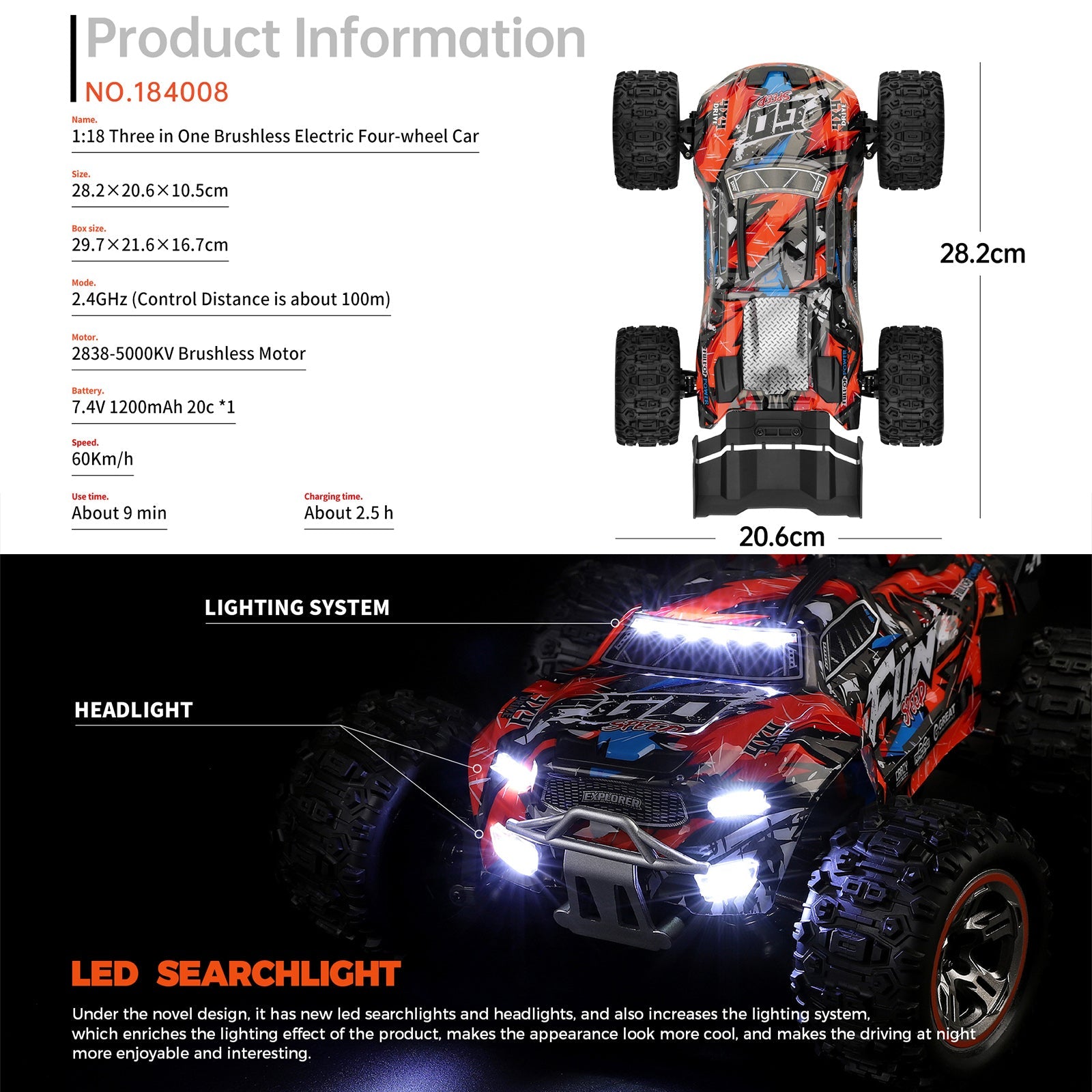 Wltoys XK 184008 RC Car 1/18 60KM/H 4WD Brushless 2.4G High Speed Off Road Truck