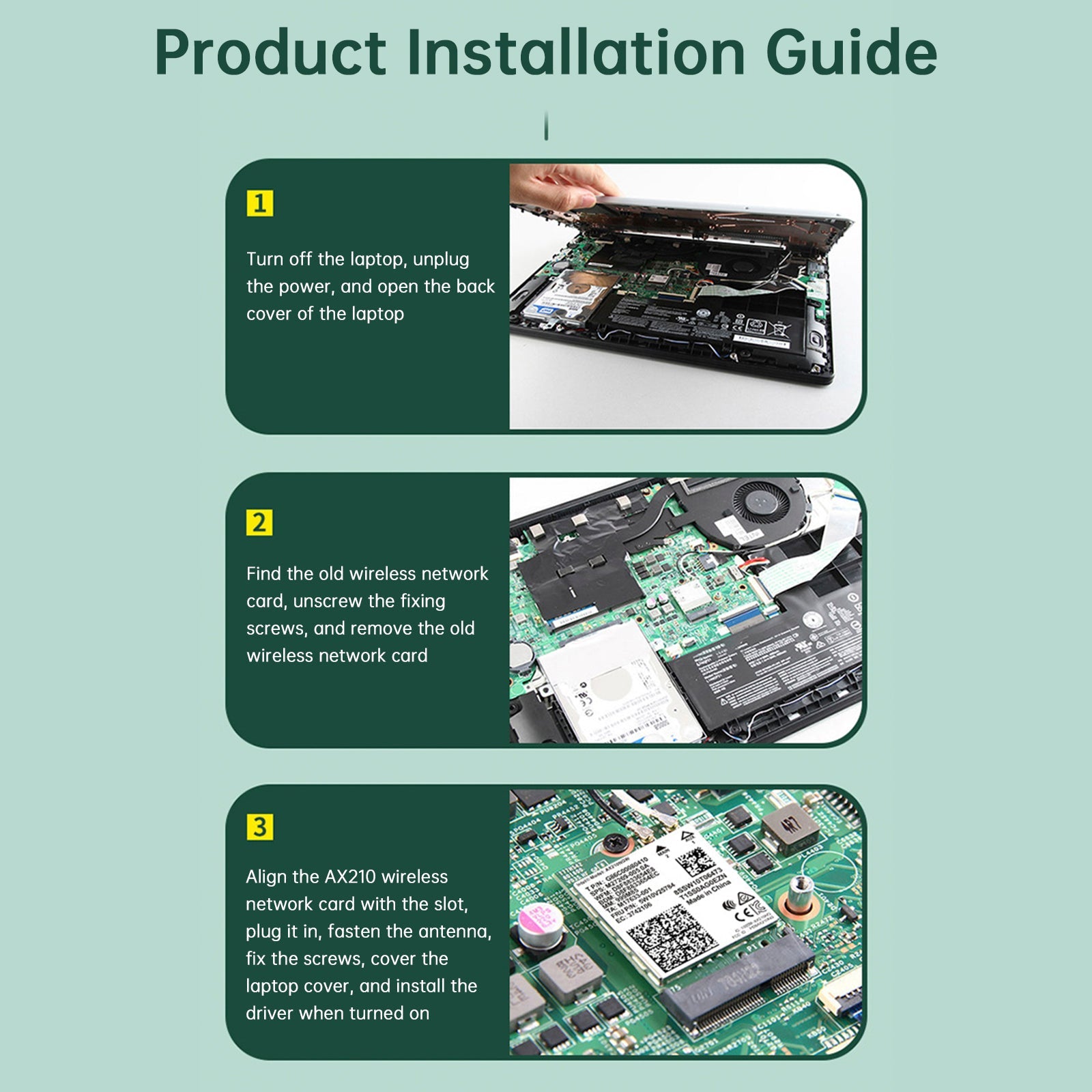 AX210 모듈 Bluetooth 5374Mbps 고속 기가비트 네트워크 카드는 WIFI6을 지원합니다.