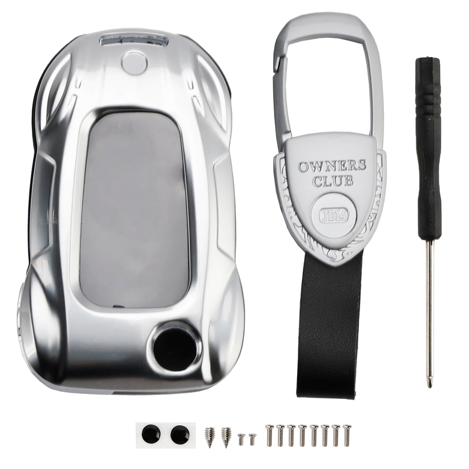 VW Polo Skoda Leather Alloy Zinc Car Key Silvery Case Cover