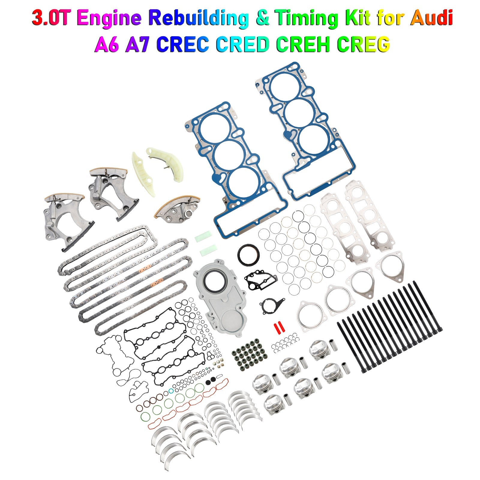 Audi A6 A7 CREC CRED CREH CREG 3.0T Engine Rebuilding & Timing Kit 06E103149AR