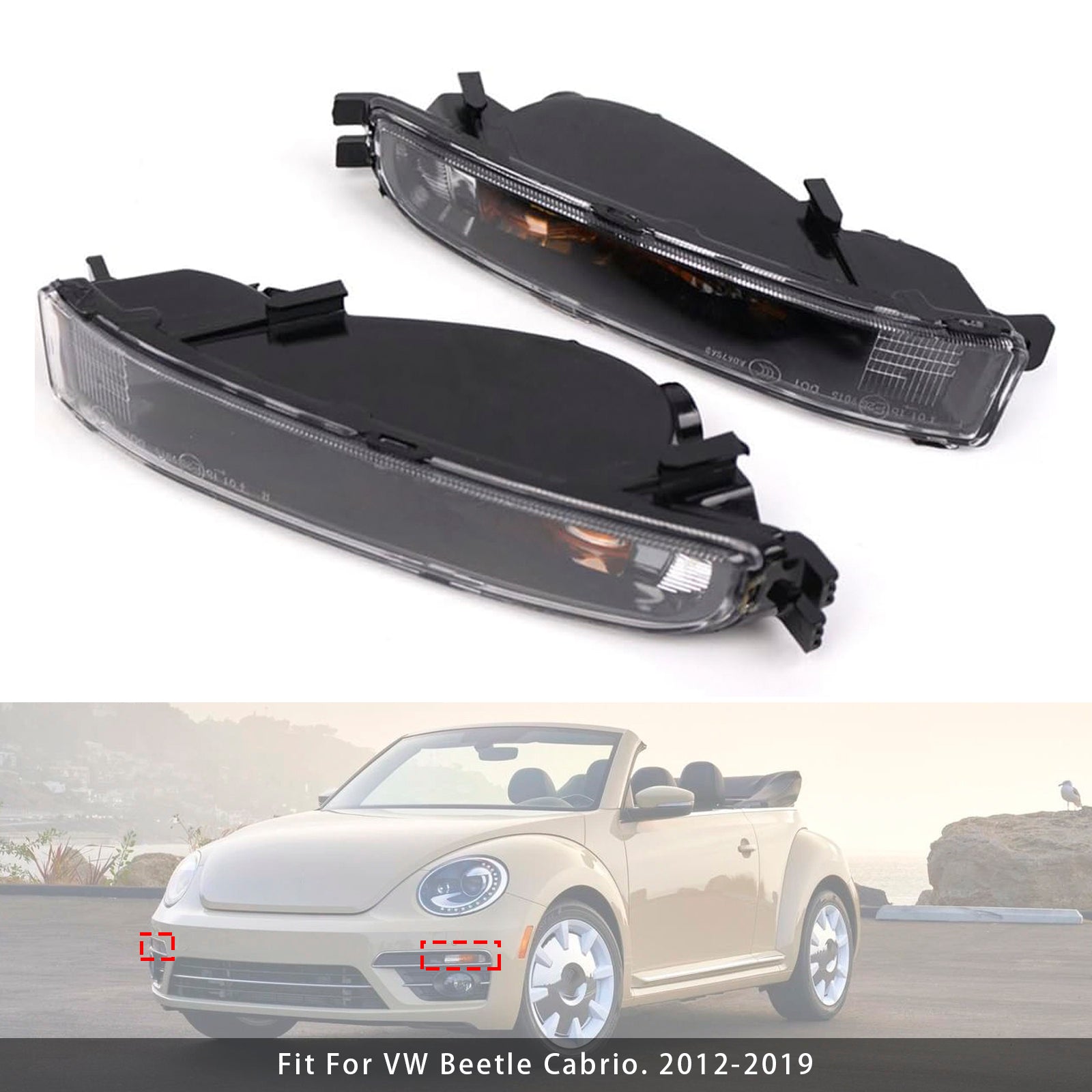 2012-2019 VW Beetle Pair Front Bumper Turn Signal Light Without Bulbs 5C5953041A
