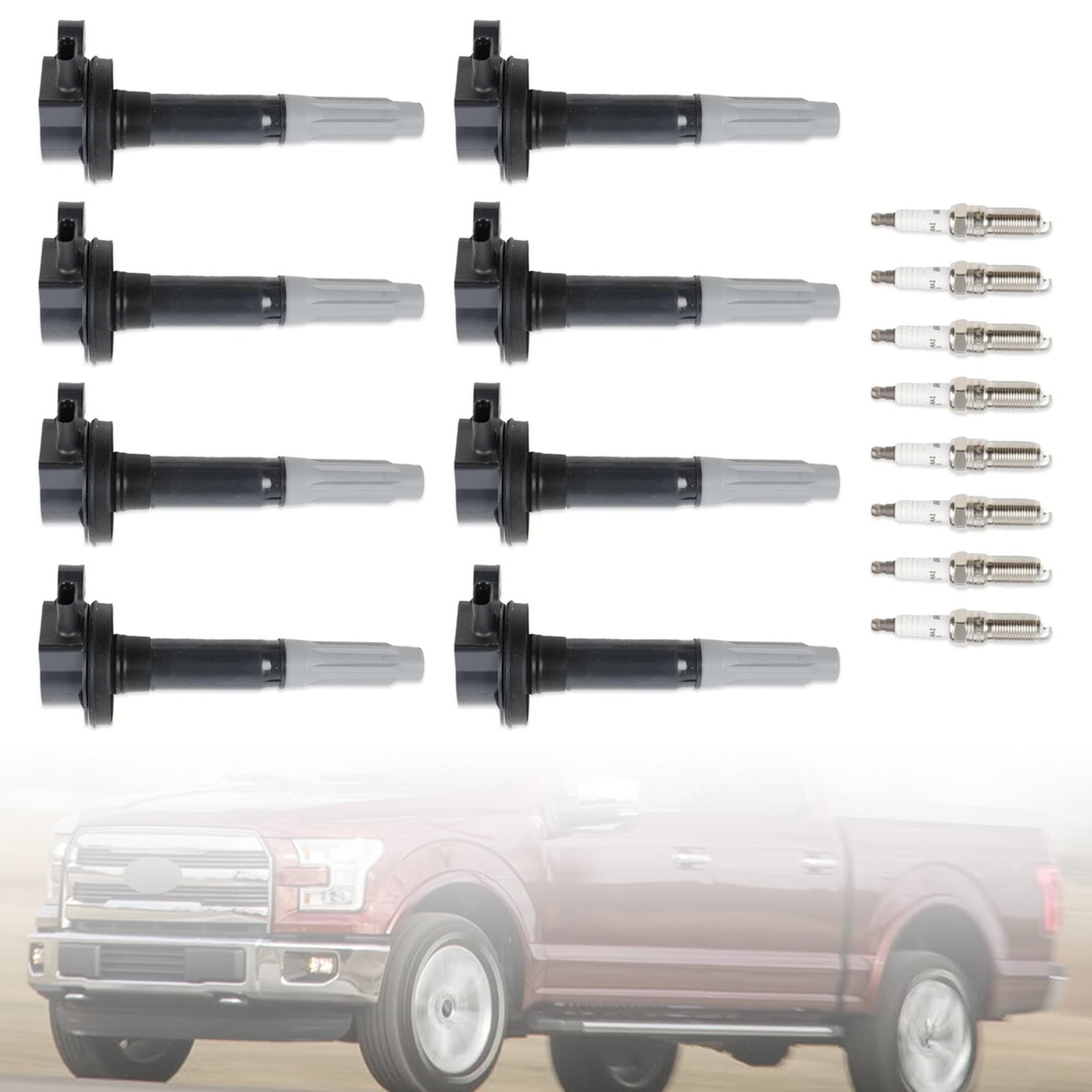 8xIgnition Coil + 8xIridium Spark Plug UF824 For Ford F-150 Mustang 16-17 5.0L