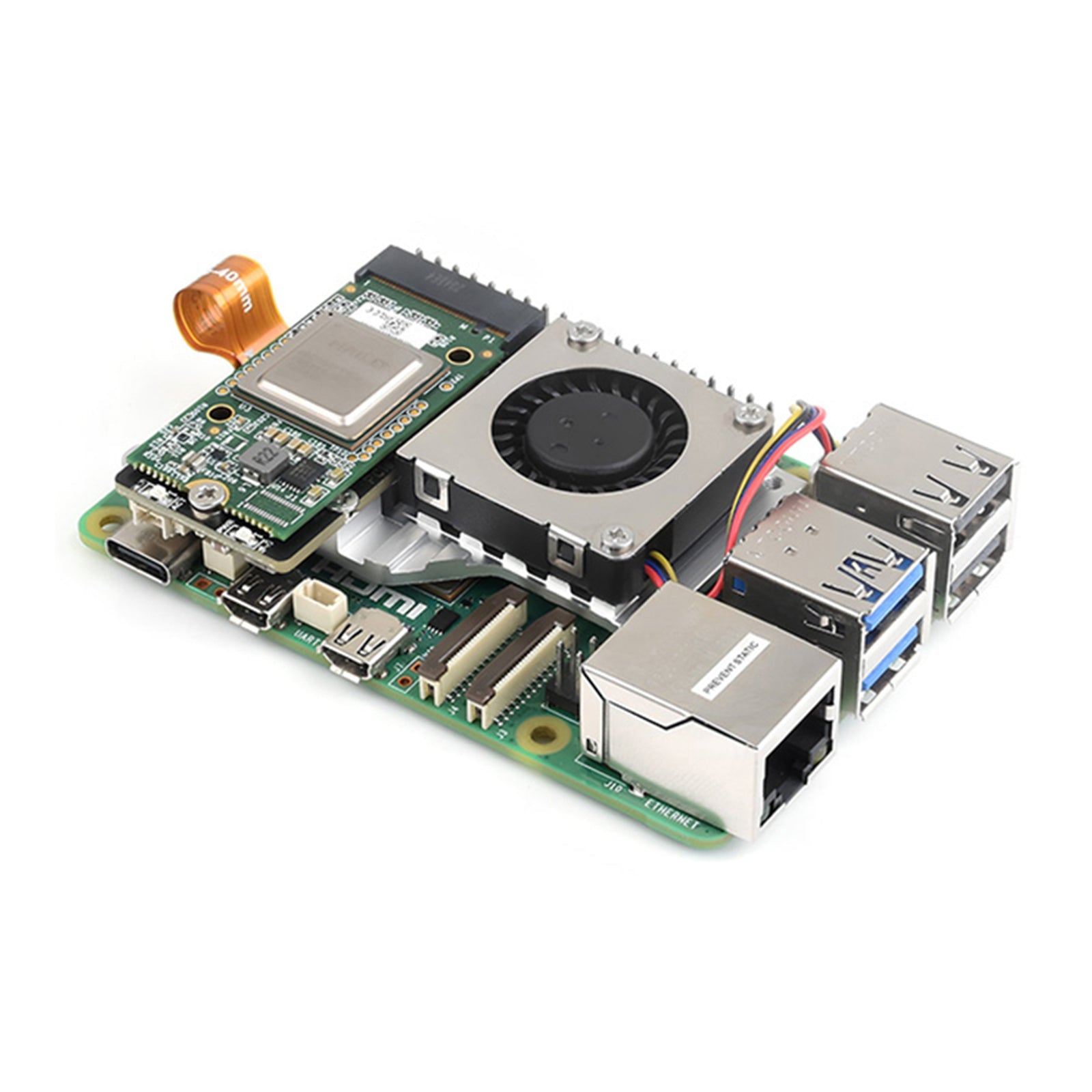 Raspberry Pi 5/5B PCIe to M.2 Adapter Board Radiator Fan Nvme Hard Disk Protocol