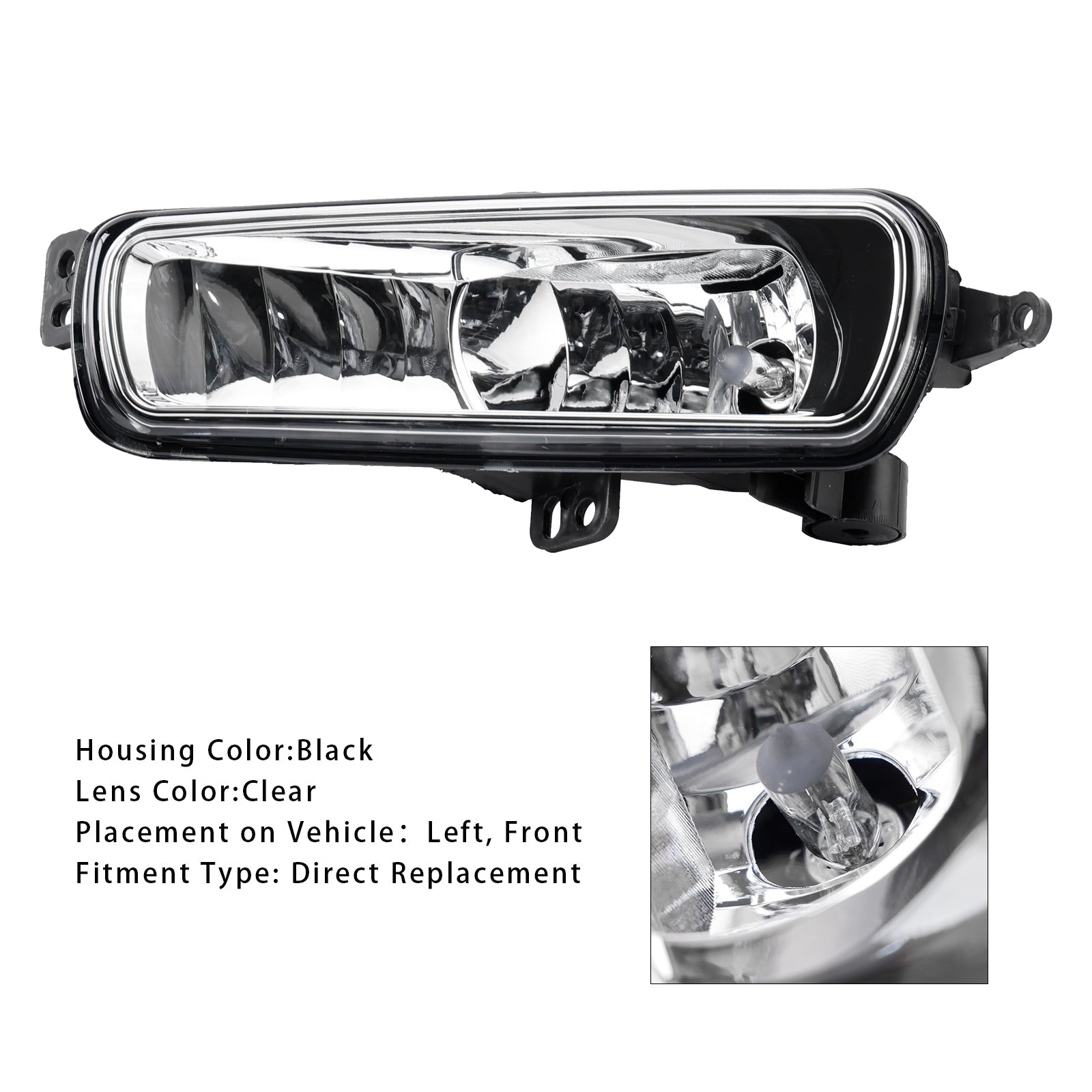 1 Pcs Front Left Fog Light Lamps With Bulbs For Ford Transit Custom 2014-2023