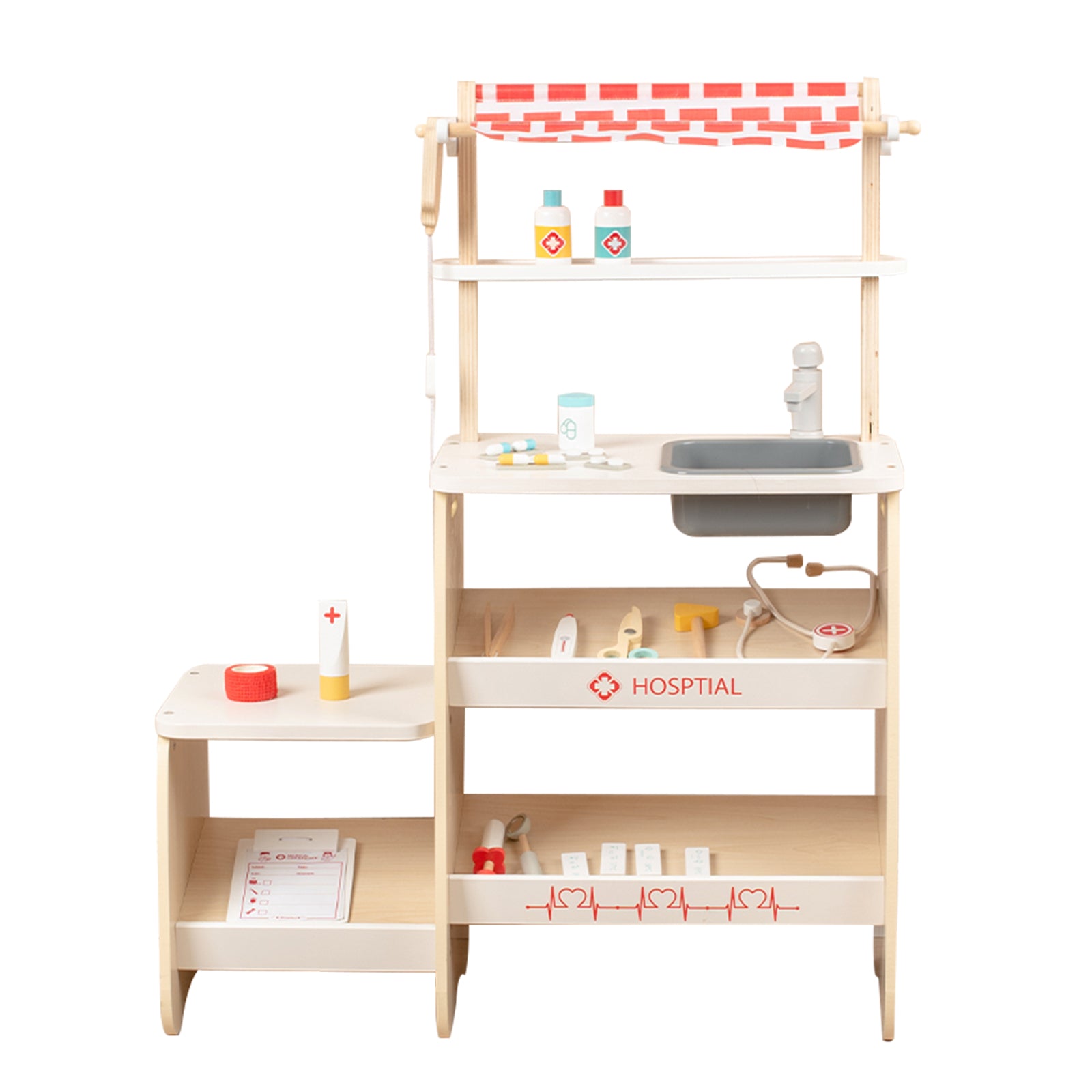 Kid Pretend Medical Clinic Stand Simulation Toy Set With 22 Accessories Ages 3+