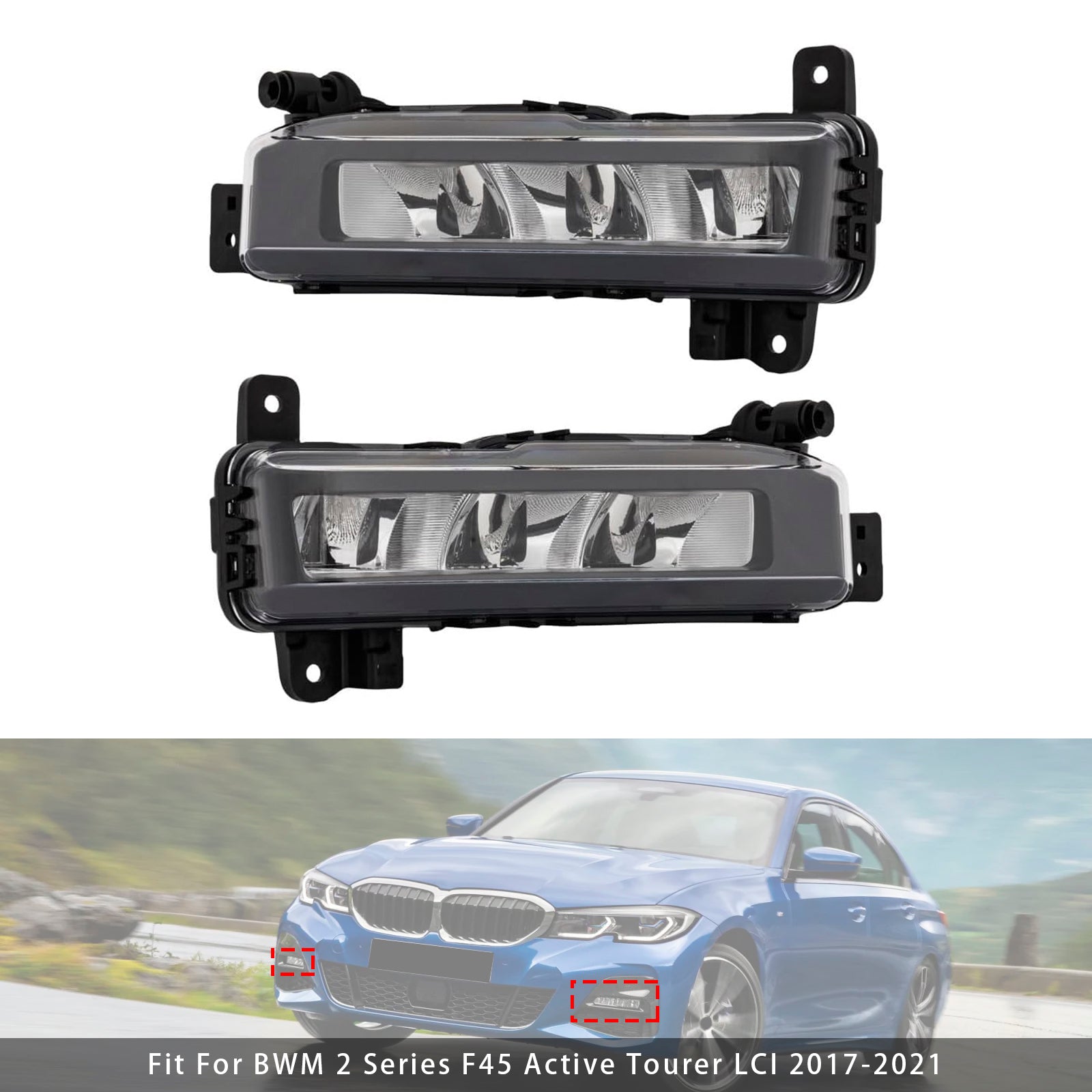 Pair LED Front Bumper Fog Lights For BMW G20 G21 X1 F48 LCI F45 F46 63178089526