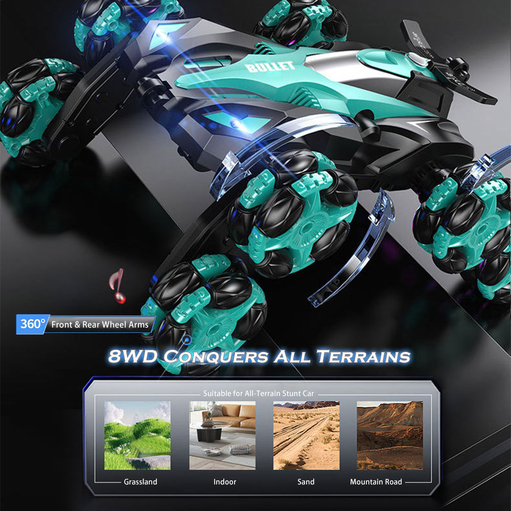 Cool 8 Wheels Hand Controlled rc Stunt Car Toys Gesture Sensing Remote Control Cars ransform Drift Off Road Vehicle for Boys Age 6-14 Year Old