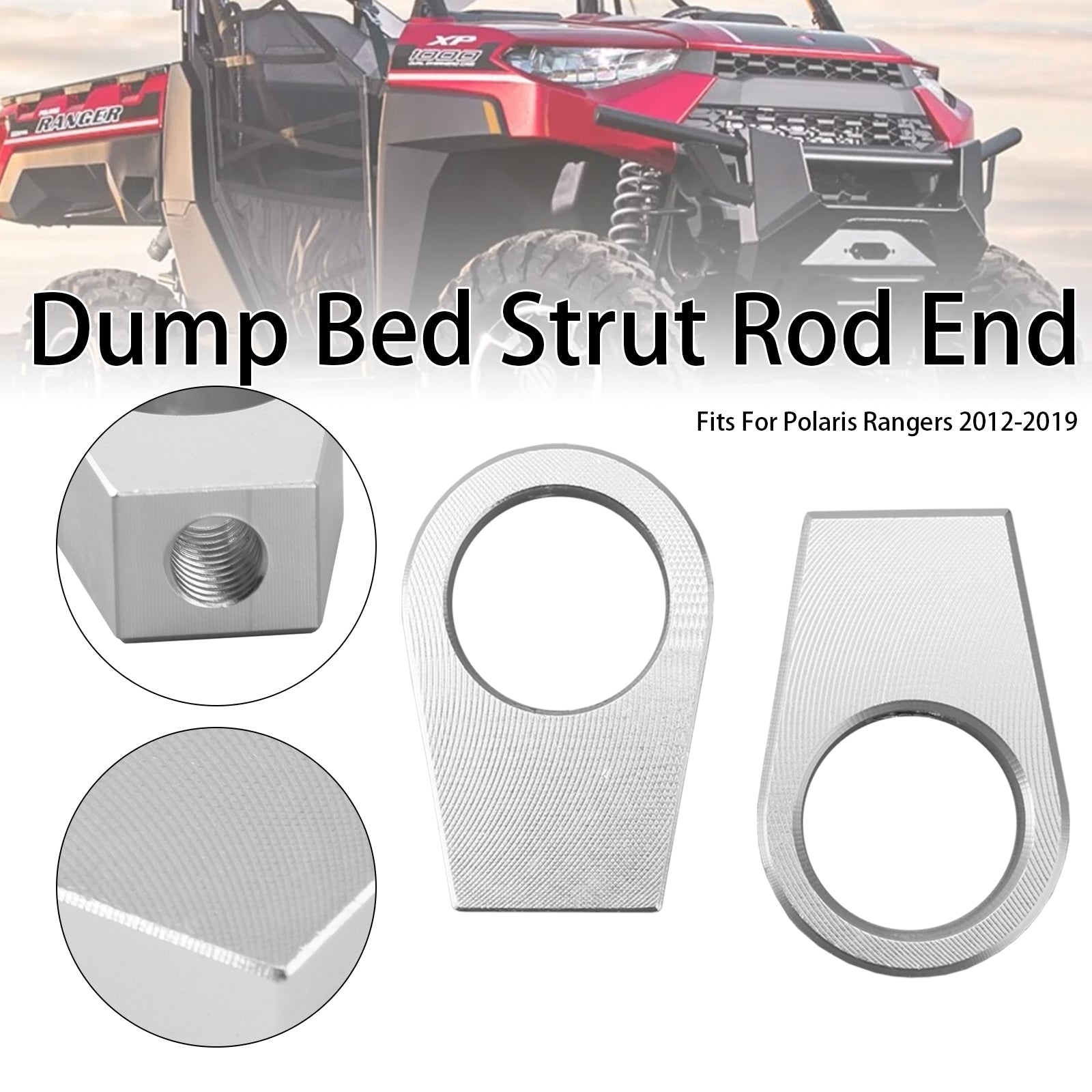 2012-2019 Polaris Rangers 2PCS CNC Aluminum 6mm Dump Bed Strut Rod End