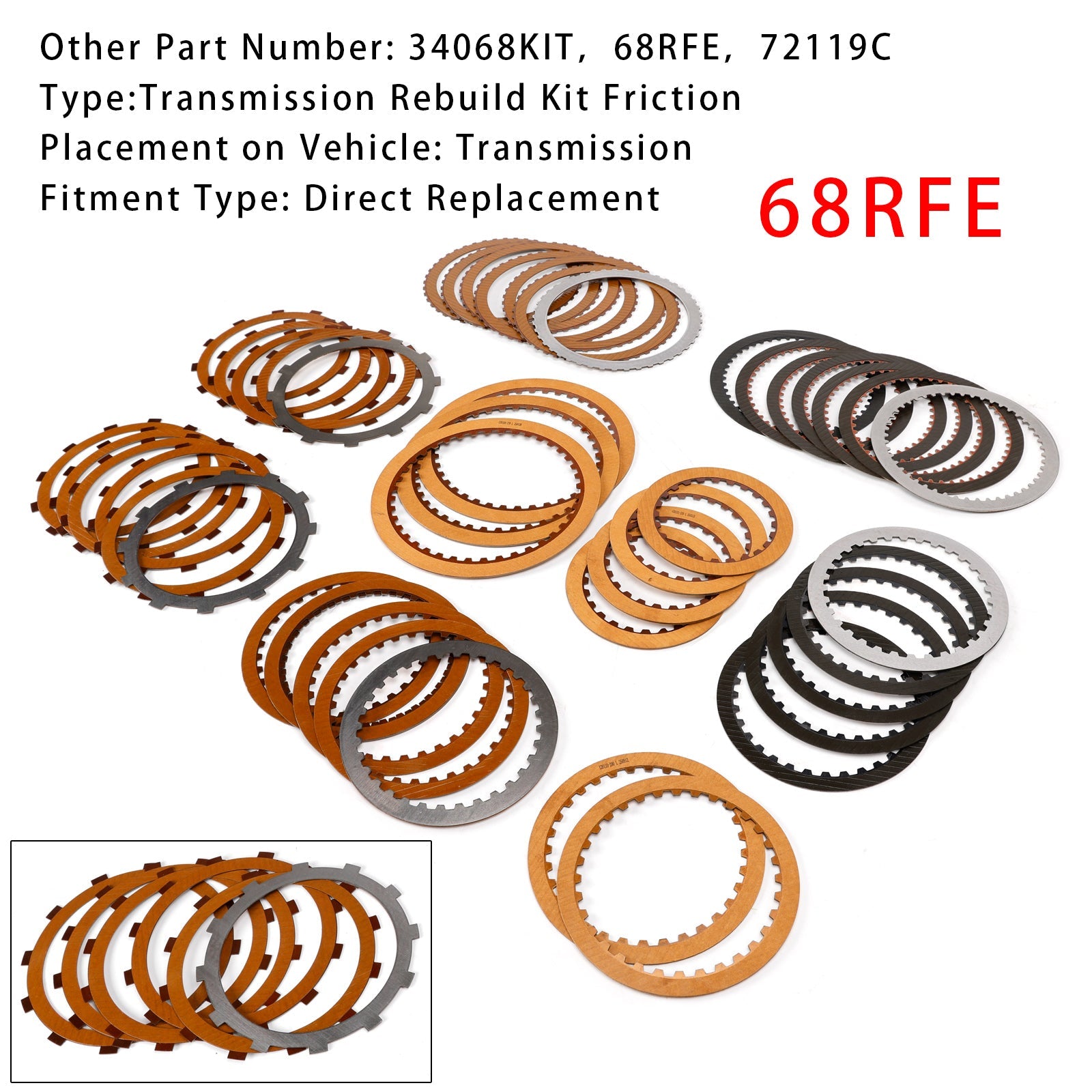 2007+ Dodge RAM 6.7L Diesel 68RFE Transmission Rebuild Kit Friction Set