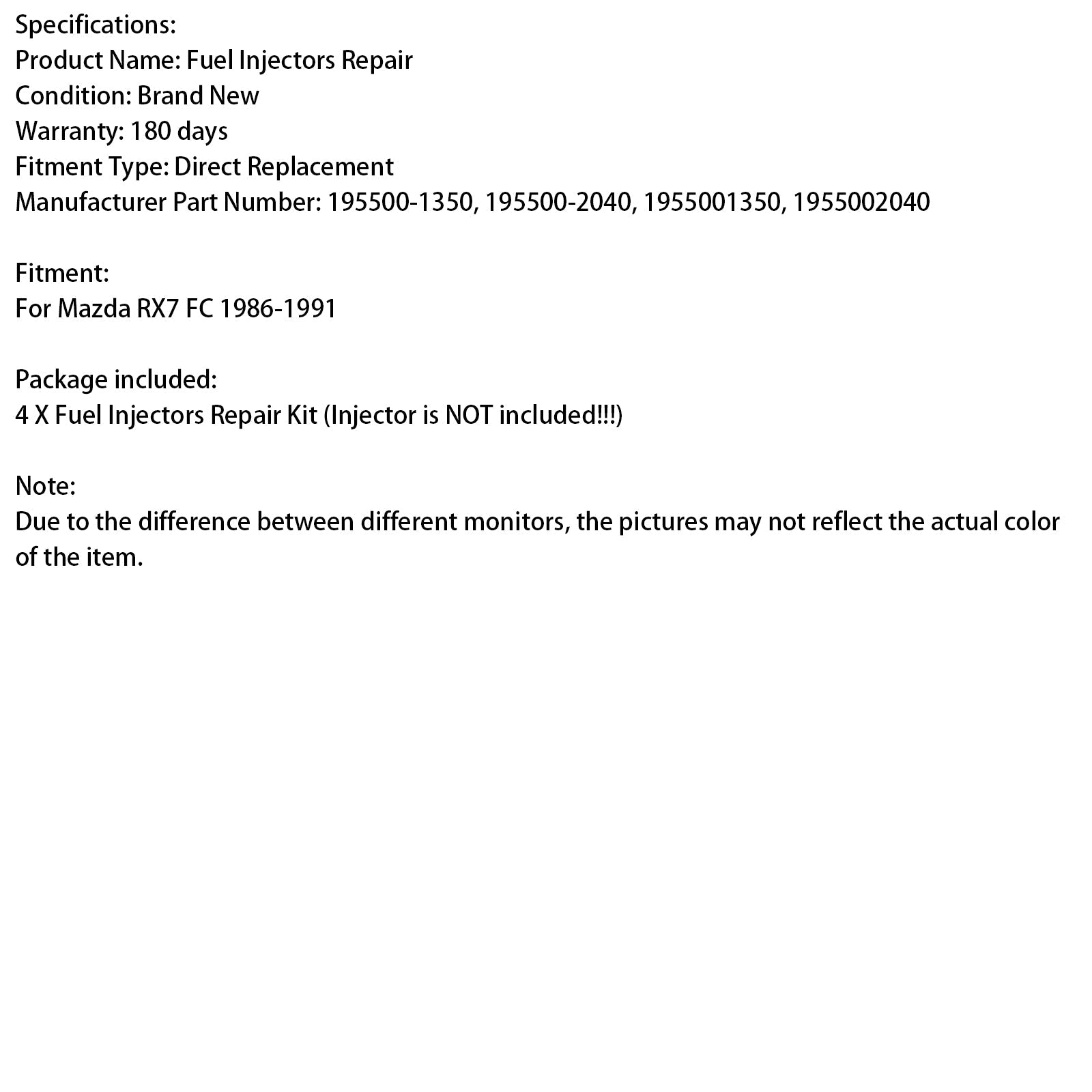 1986-1991 Mazda RX-7 FC 13B Rotary 4PCS Fuel Injector O-Ring Filter Seal