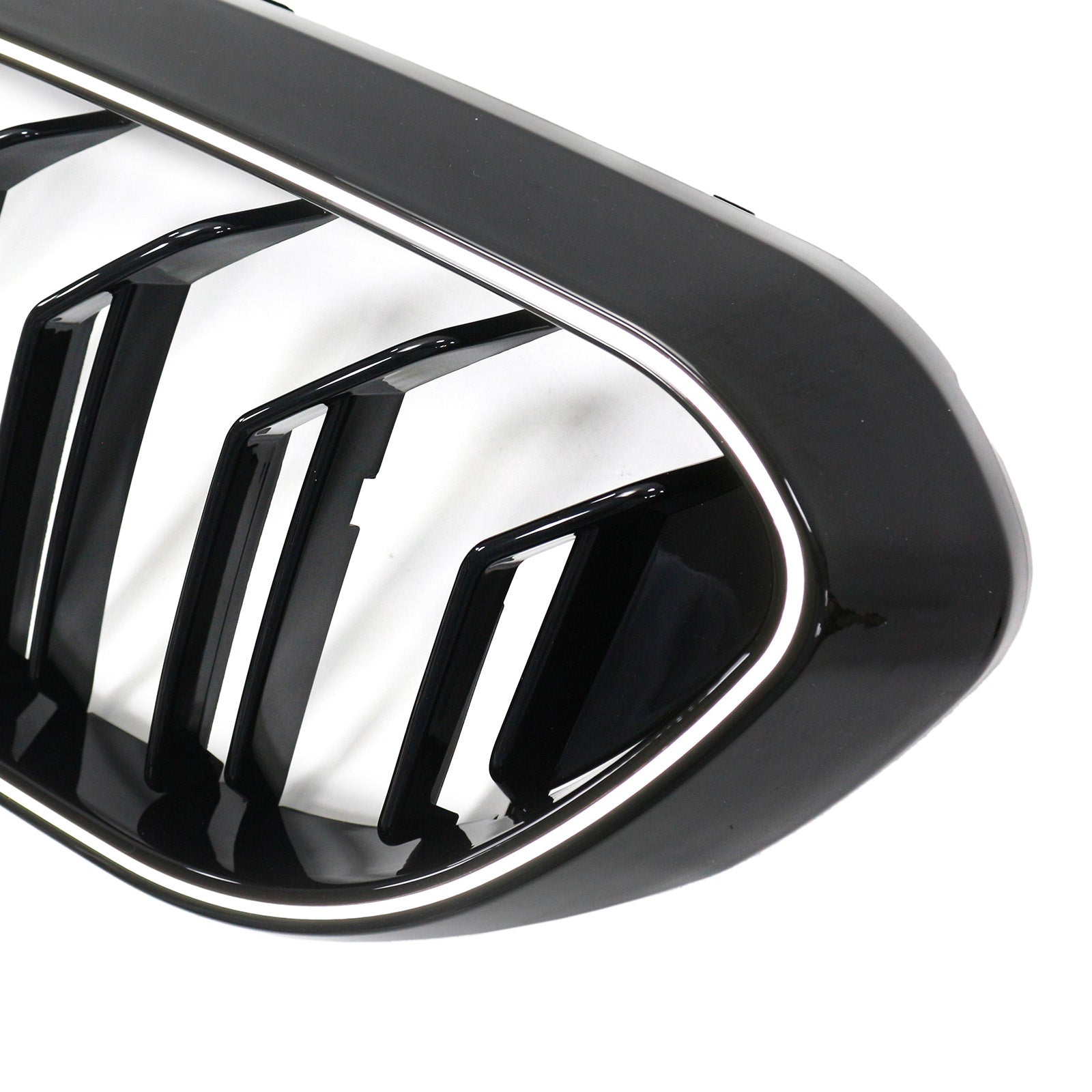 Double Slat Front Kidney Grille Fit BMW 5 Series G30 G31 2017-2020 Gloss Black