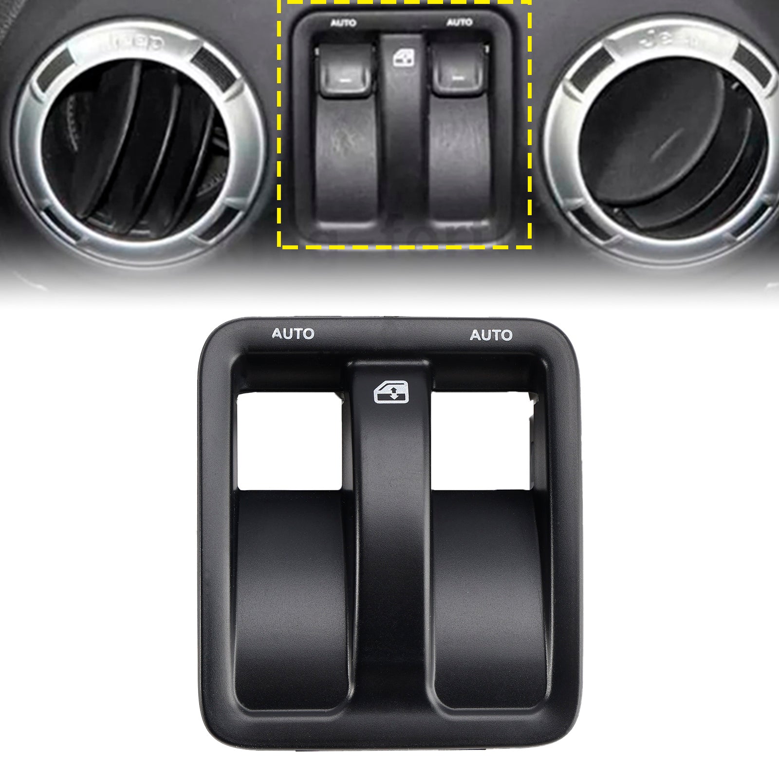 Front Center Dash Window Switch Bezel Panel 1RP74DX9AC for Jeep Wrangler 2011-2019