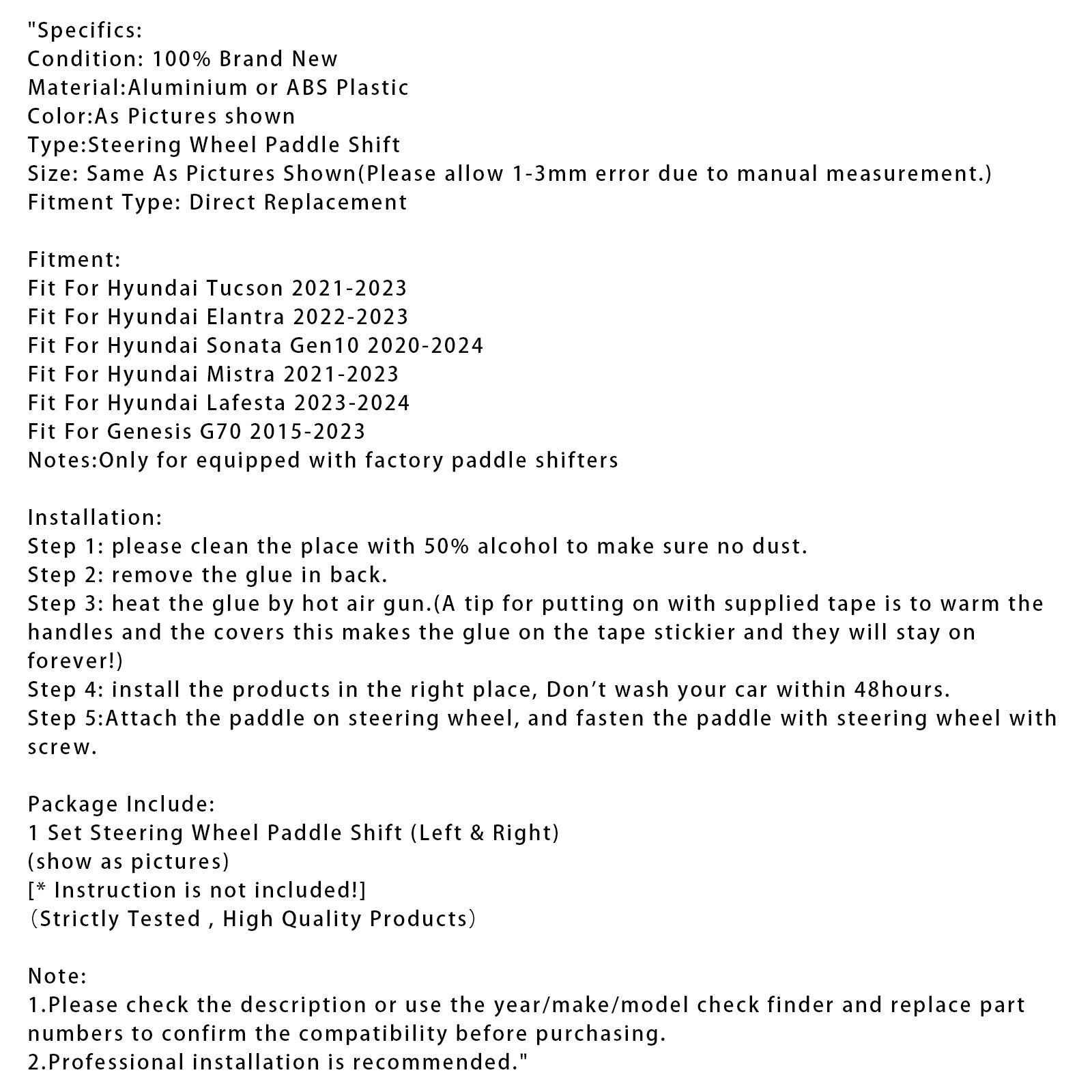 Steering Wheel Paddle Shifter Extension For Hyundai Tucson