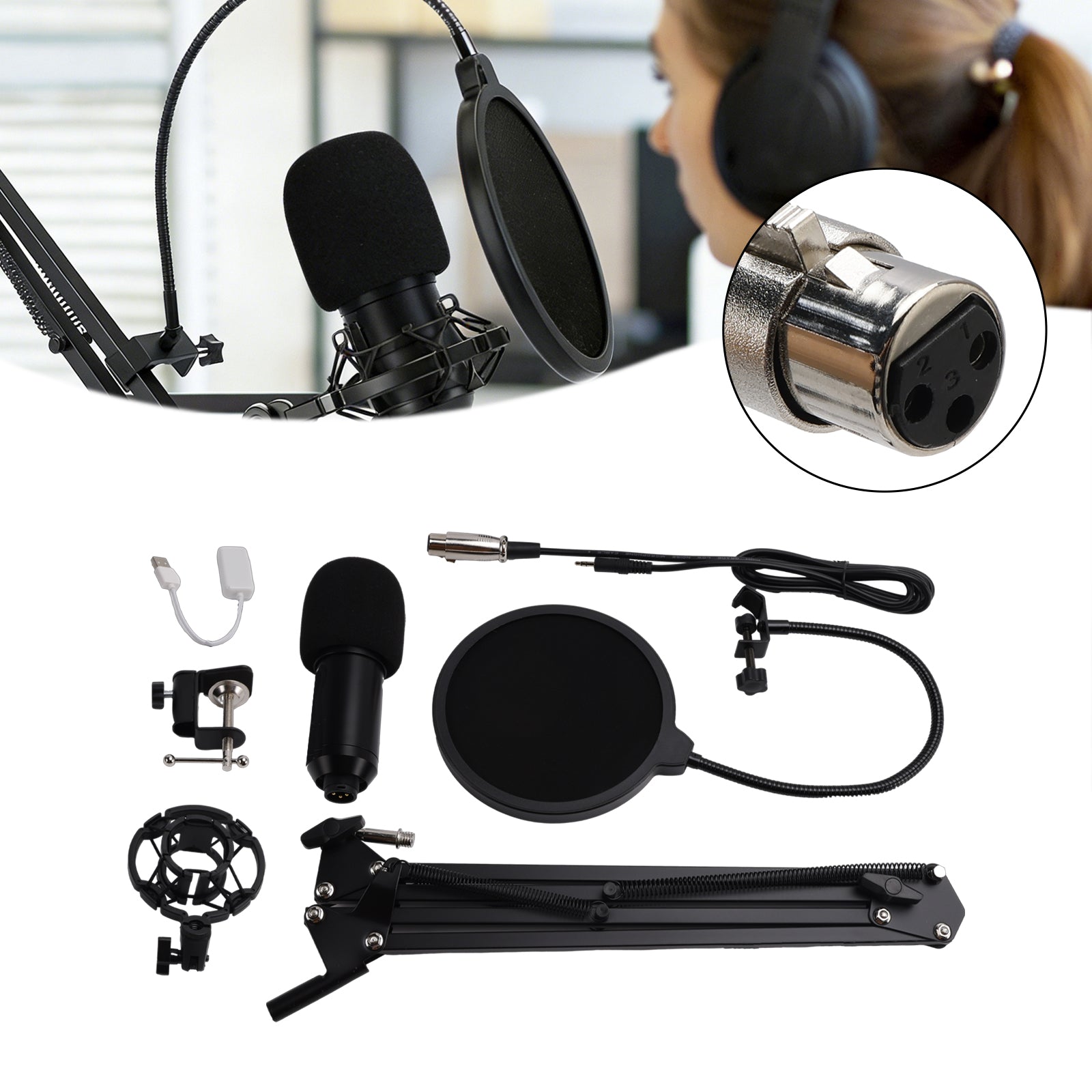 BM800 USB Condenser Microphone for PC Studio Microphone Kit Singing Streaming
