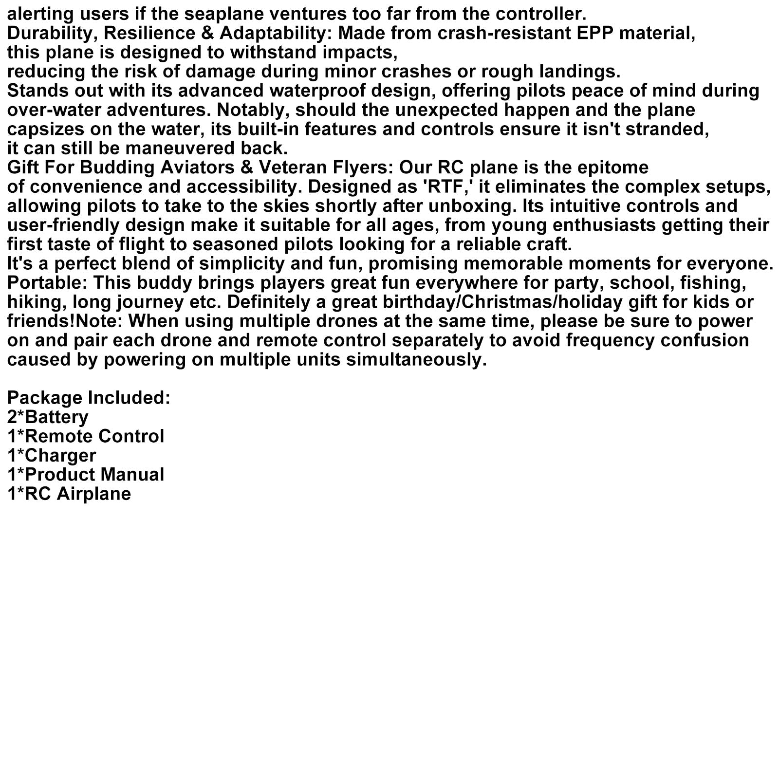 RC Plane For Water Land & Air Aircraft 3Ch Remote With 2 Batteries 2.4Ghz Blue