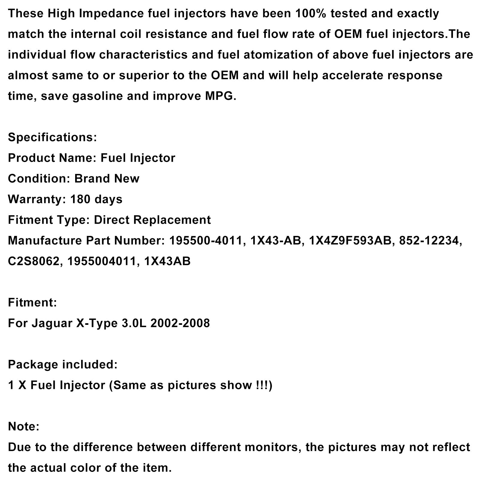 2002-2008 Jaguar X-Type 3.0L V6 2.5L 1PCS Fuel Injector 1X43-AB 1955004011