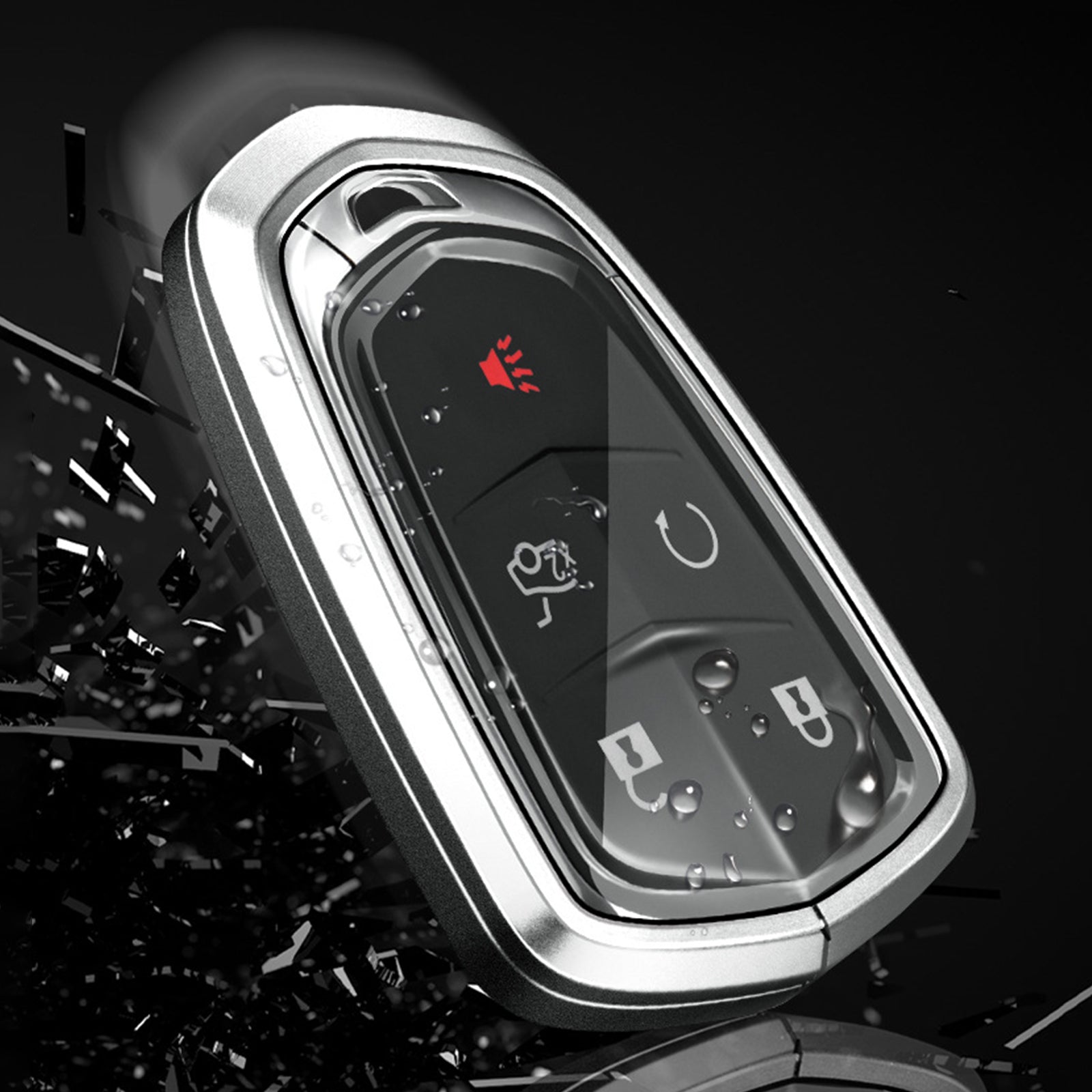 Aluminum Alloy TPU Black Car Key Case Cover With Buckle For Cadillac