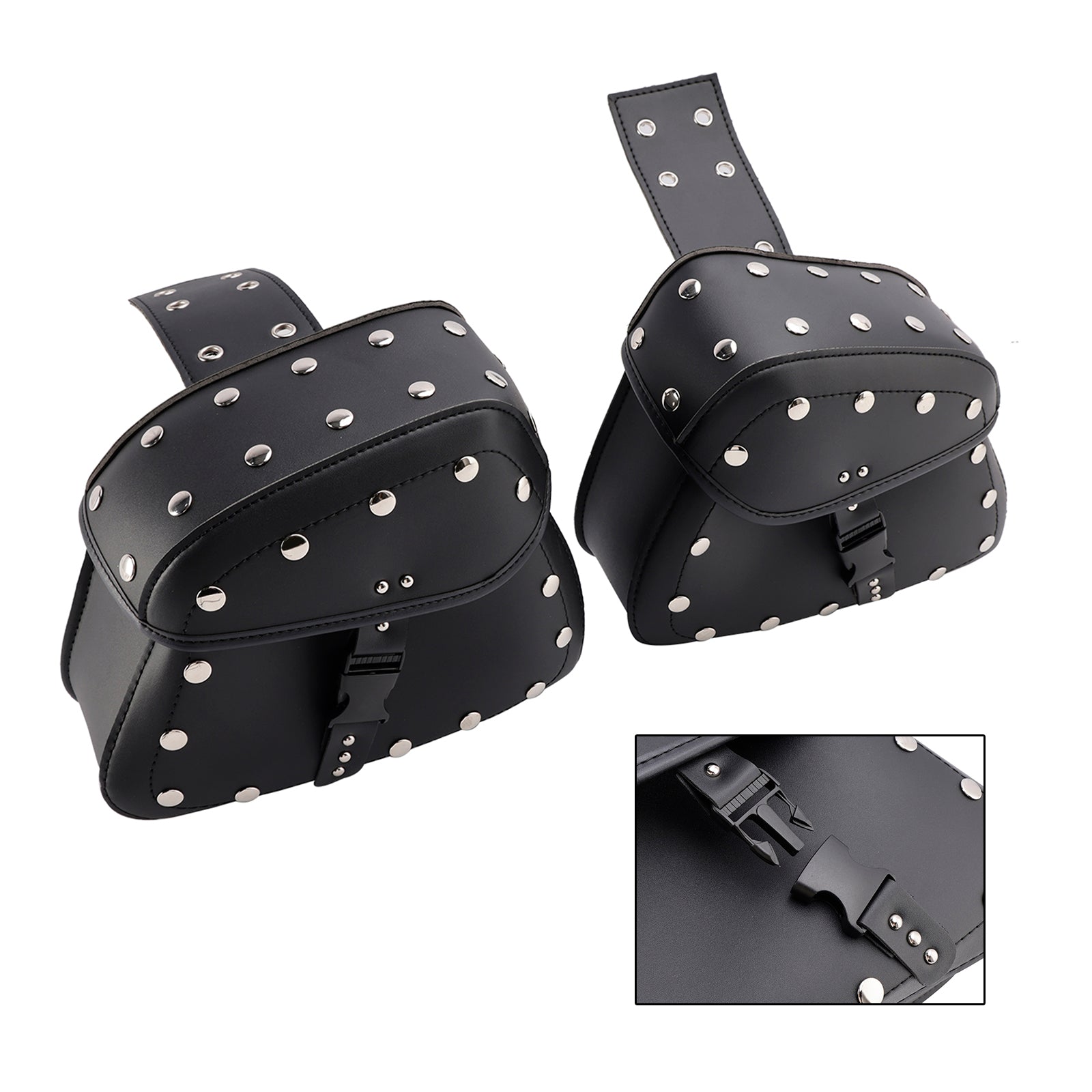 Universal Saddlebag Side Storage Tail Bag Pu Luggage Black 22L For Motorcycle