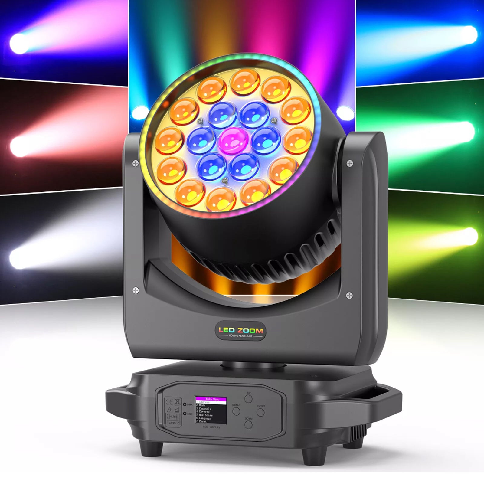 19x20W LED Zoom Moving Head Stage Light RGBW DMX Beam Wash Lighting DJ Disco