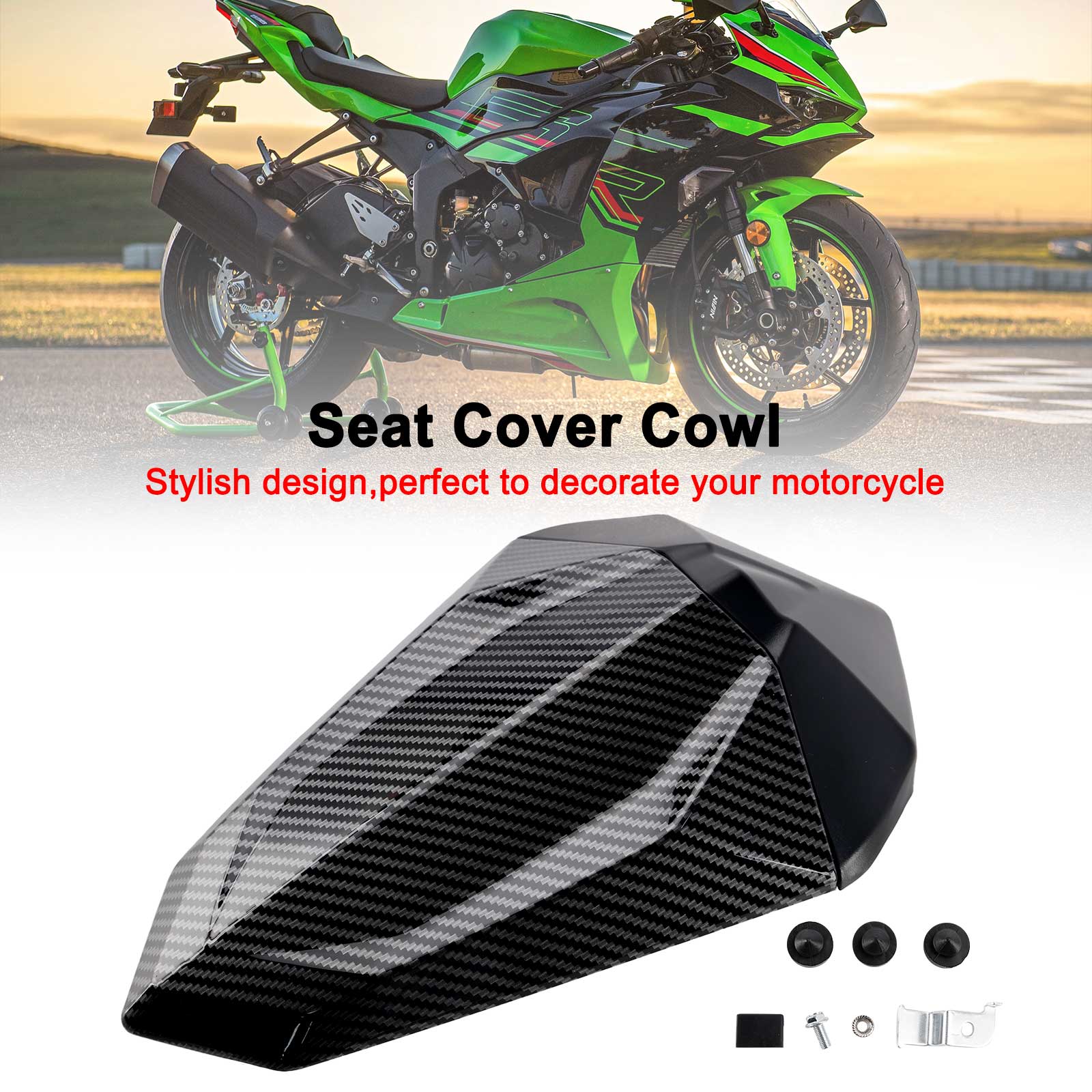Tail Rear Seat Fairing Cowl for Kawasaki Ninja 500 EX500R Z500 24-25 Carbon