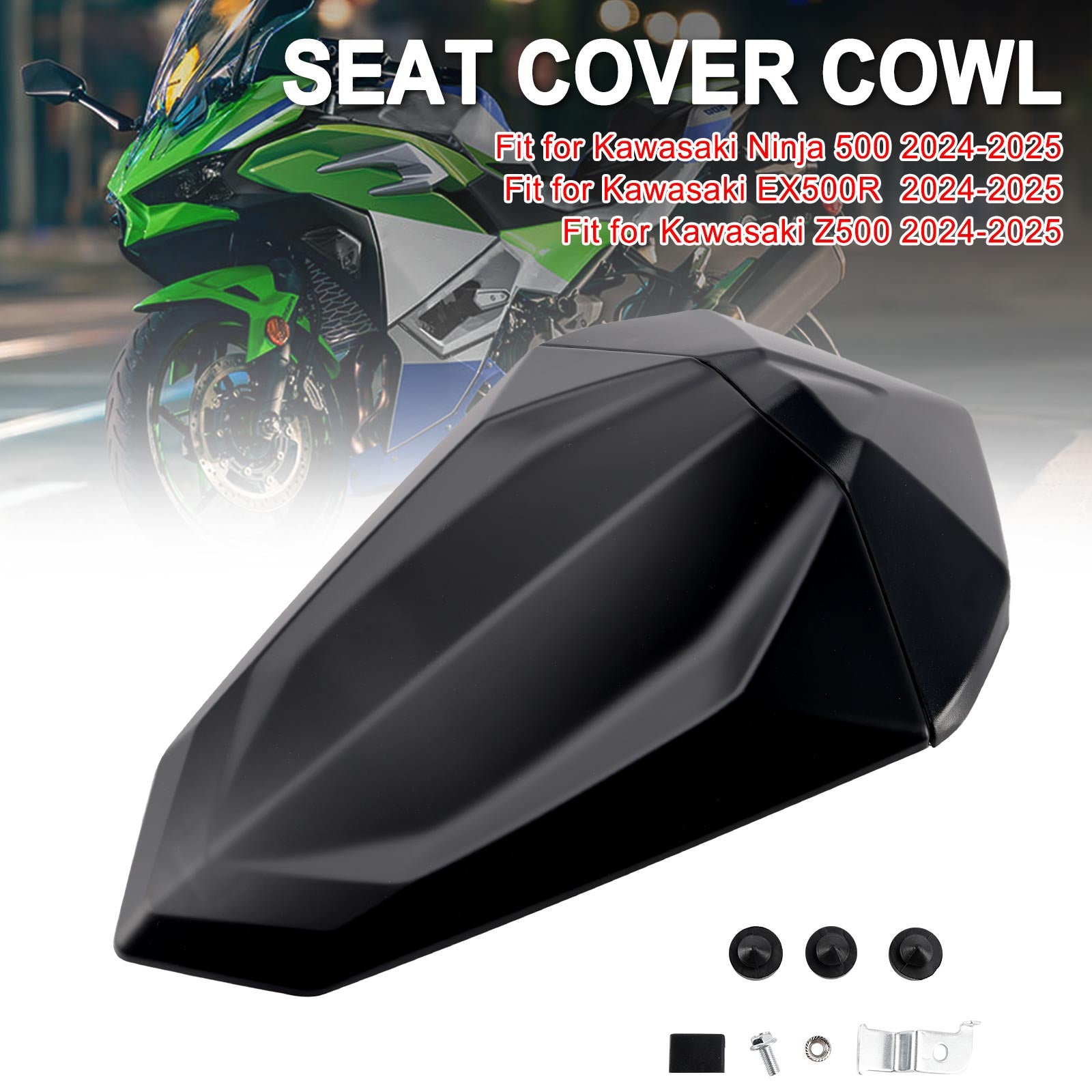Tail Rear Seat Fairing Cowl for Kawasaki Ninja 500 EX500R Z500 24-25 Matt Black