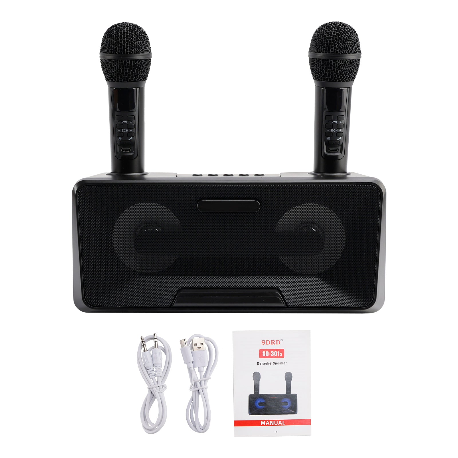Wireless Bluetooth Speaker Dual Microphone Karaoke All-In-One Outdoor Portable