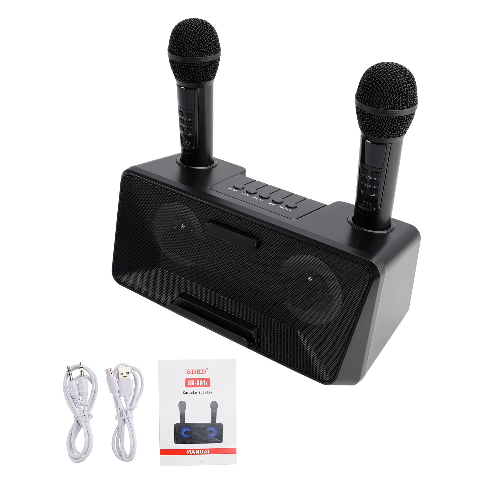 Wireless Bluetooth Speaker Dual Microphone Karaoke All-In-One Outdoor Portable