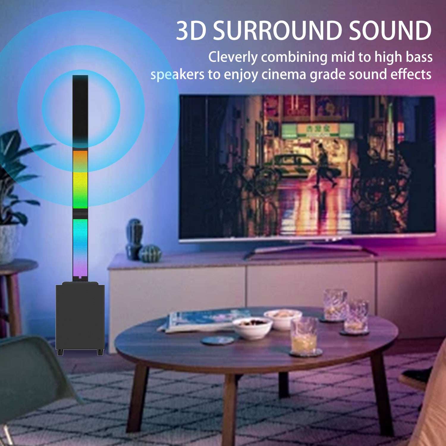 Bluetooth Speaker 2.1 Subwoofer RGB Detachable TWS Wireless Karaoke Home Theater