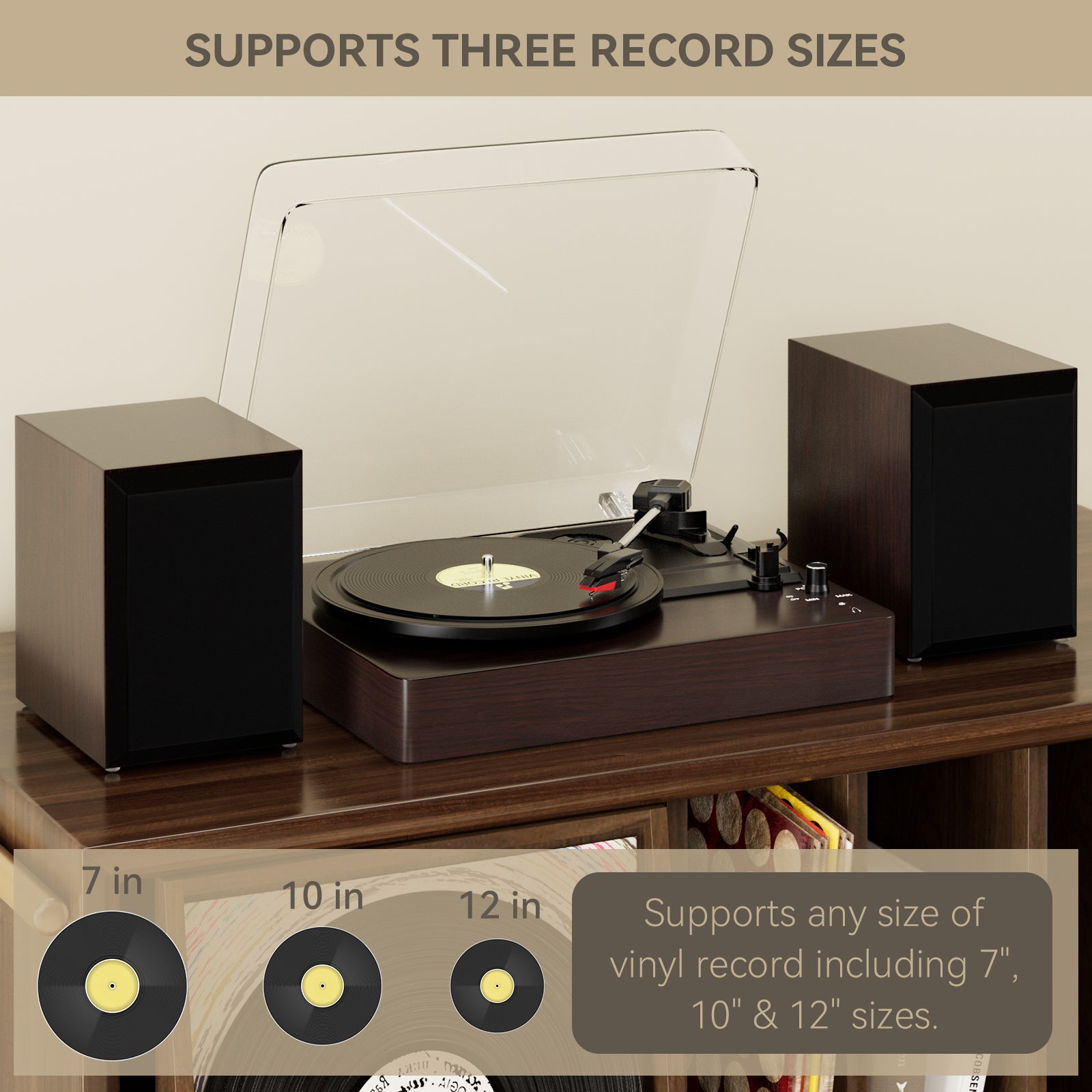 3 - Speed Turntable Decorative Record Player Split Bluetooth Vinyl Record Player